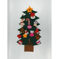 KidsDecor - Decoratiune Bradut de Craciun 75 cm, Pentru perete, Cu decoratiuni