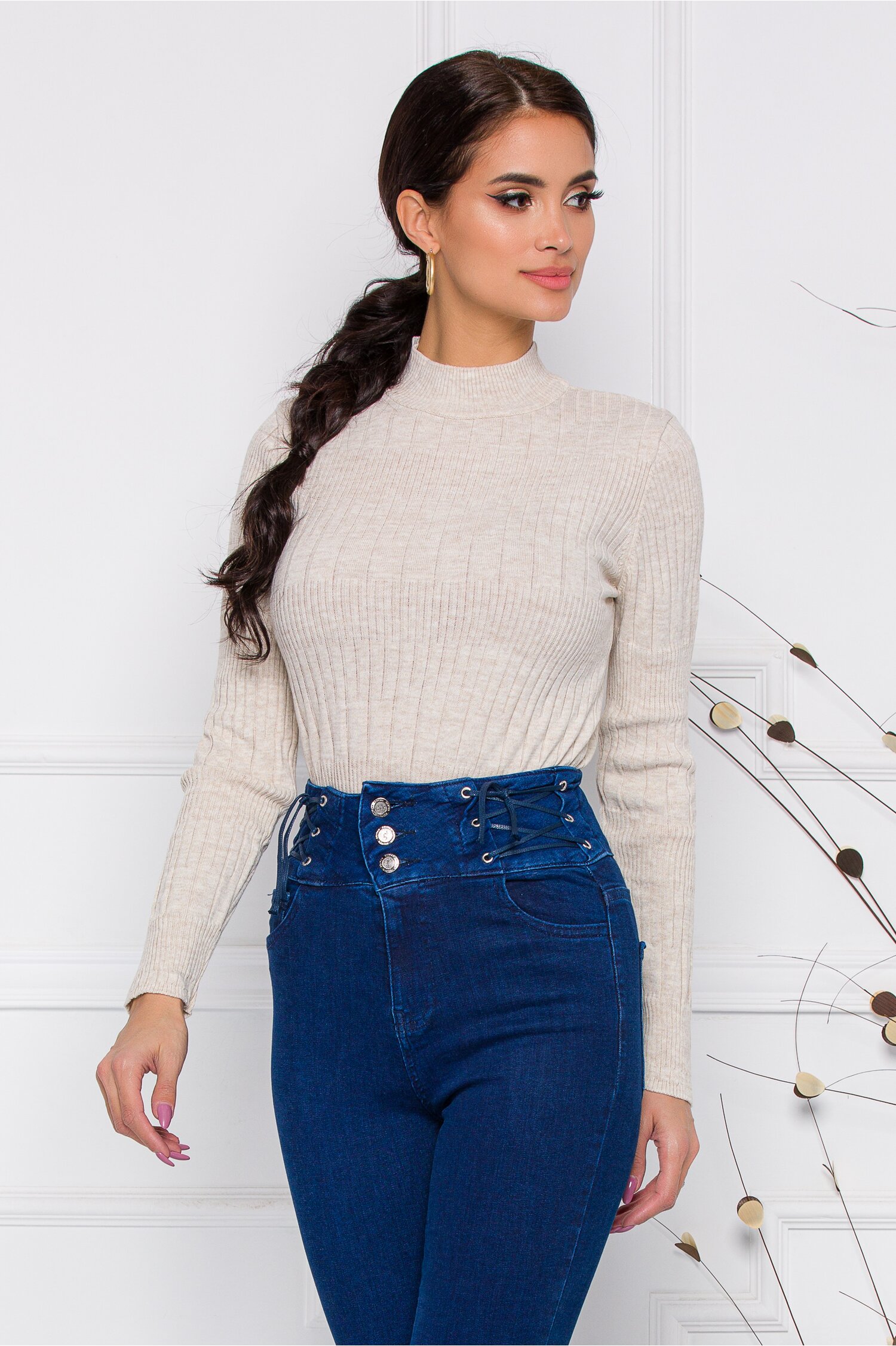 Bluza Leona bej din tricot