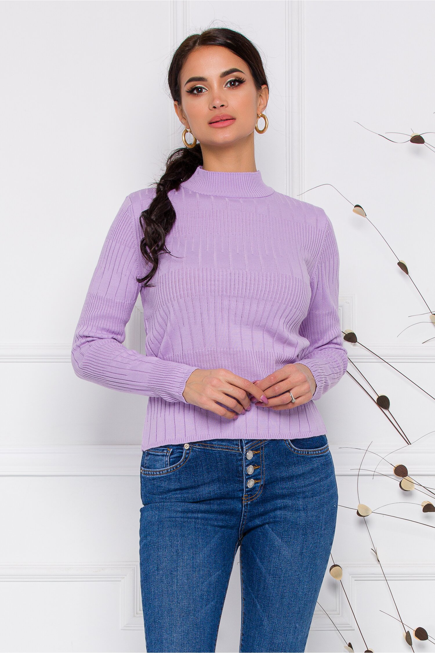 Bluza Leona lila din tricot