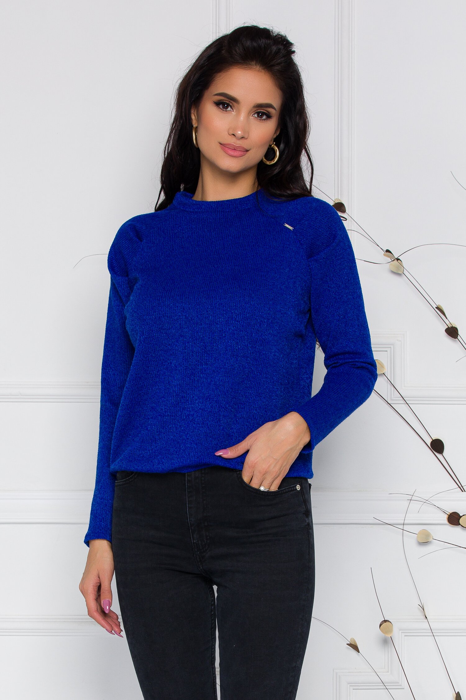 Bluza Moze albastra din jerse