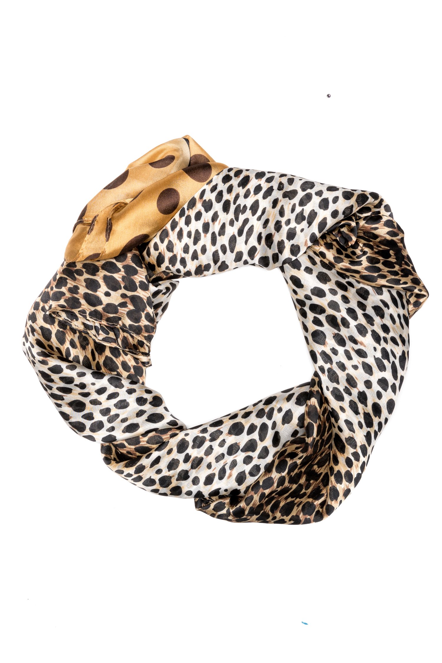 Esarfa cu animal print bej si buline