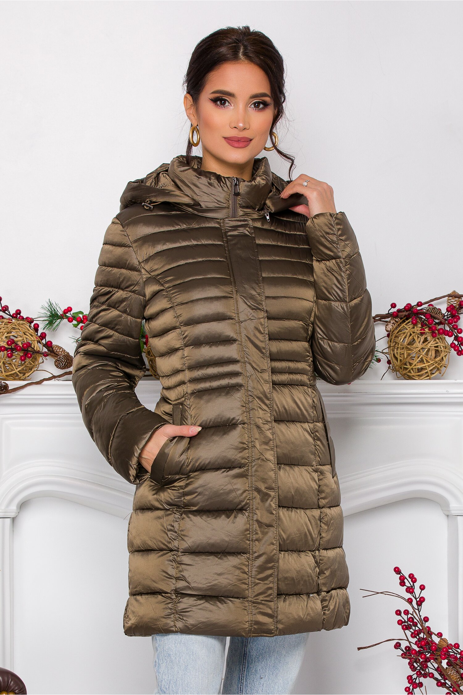 Geaca Dyna kaki cu gluga detasabila