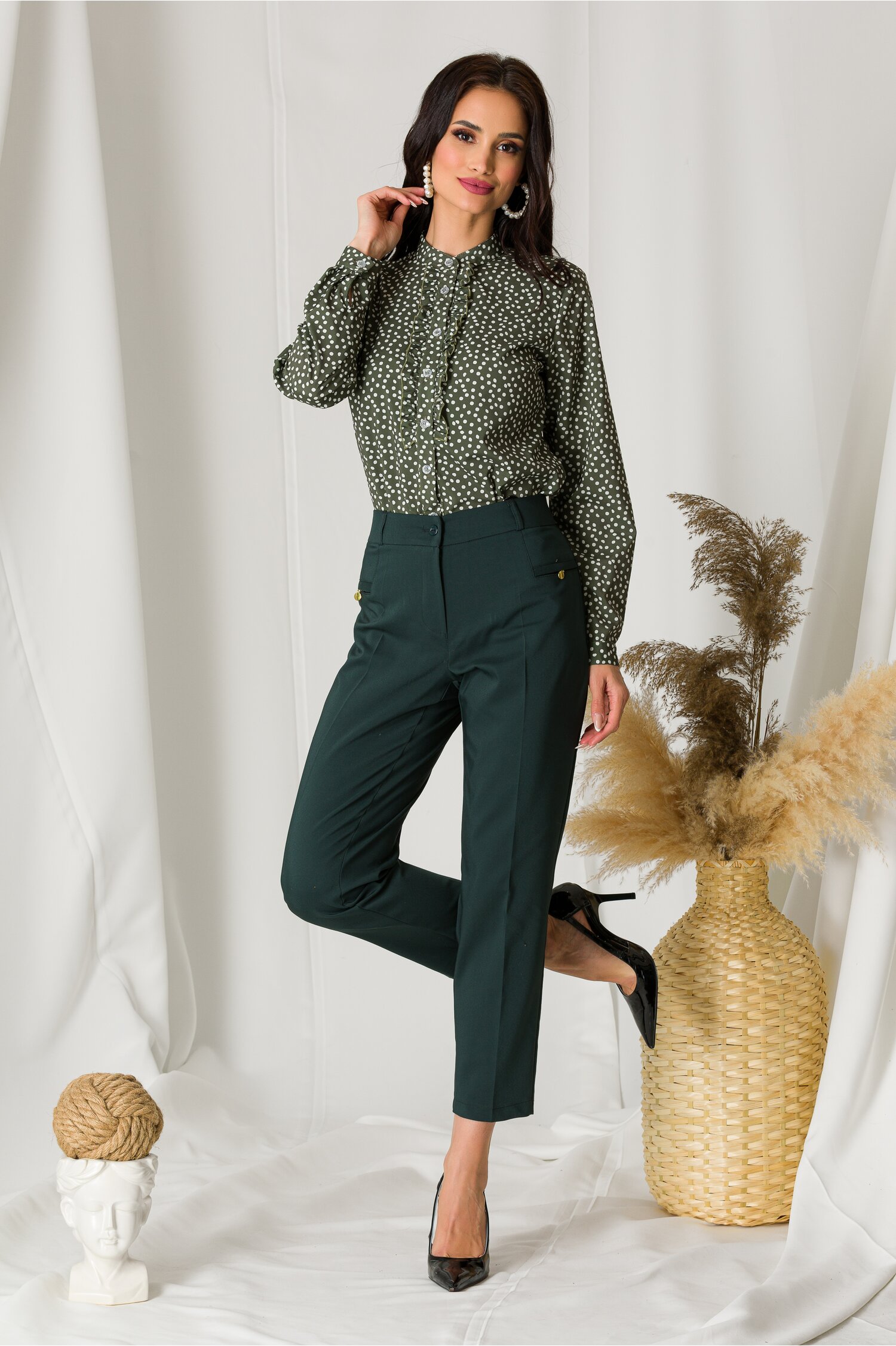 Pantaloni aliss verde inchis