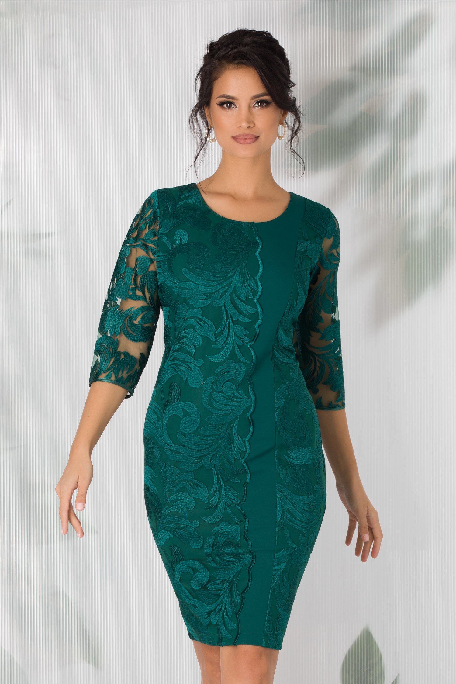 Rochie amanda verde cu dantela