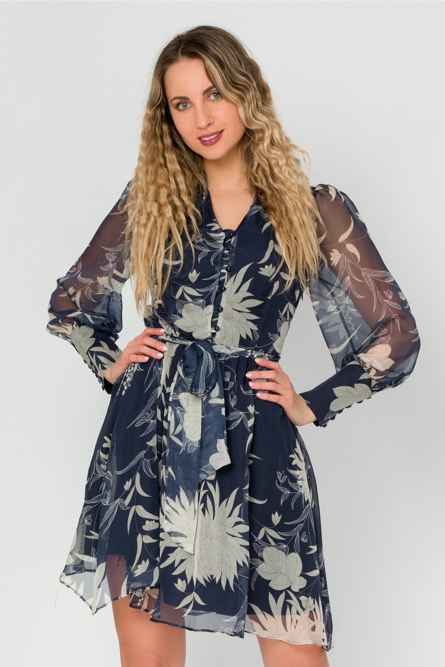 Rochie Andra bleumarin cu imprimeuri florale