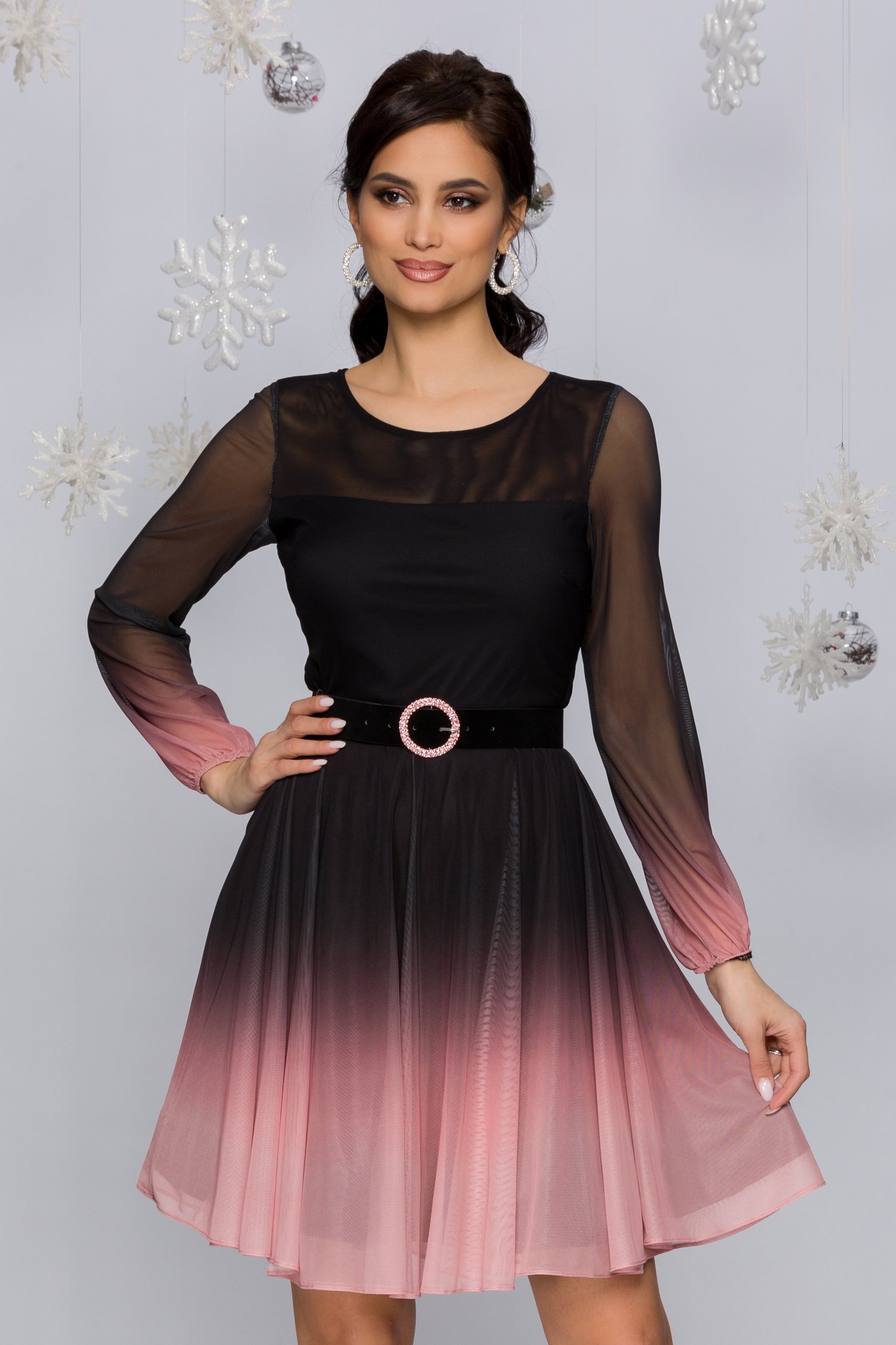 Rochie andreea negru cu roz in degrade