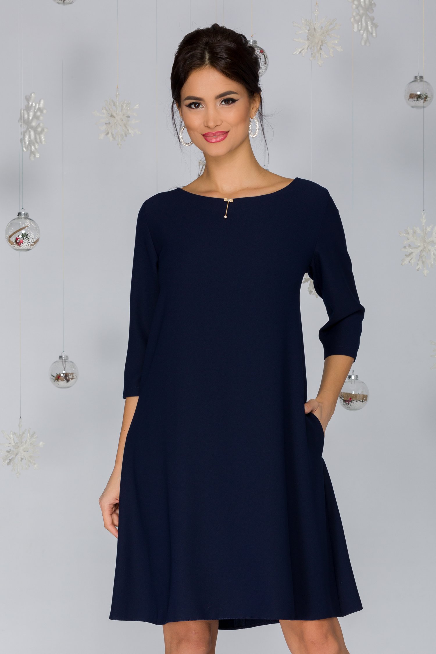 Rochie damiana bleumarin evazata