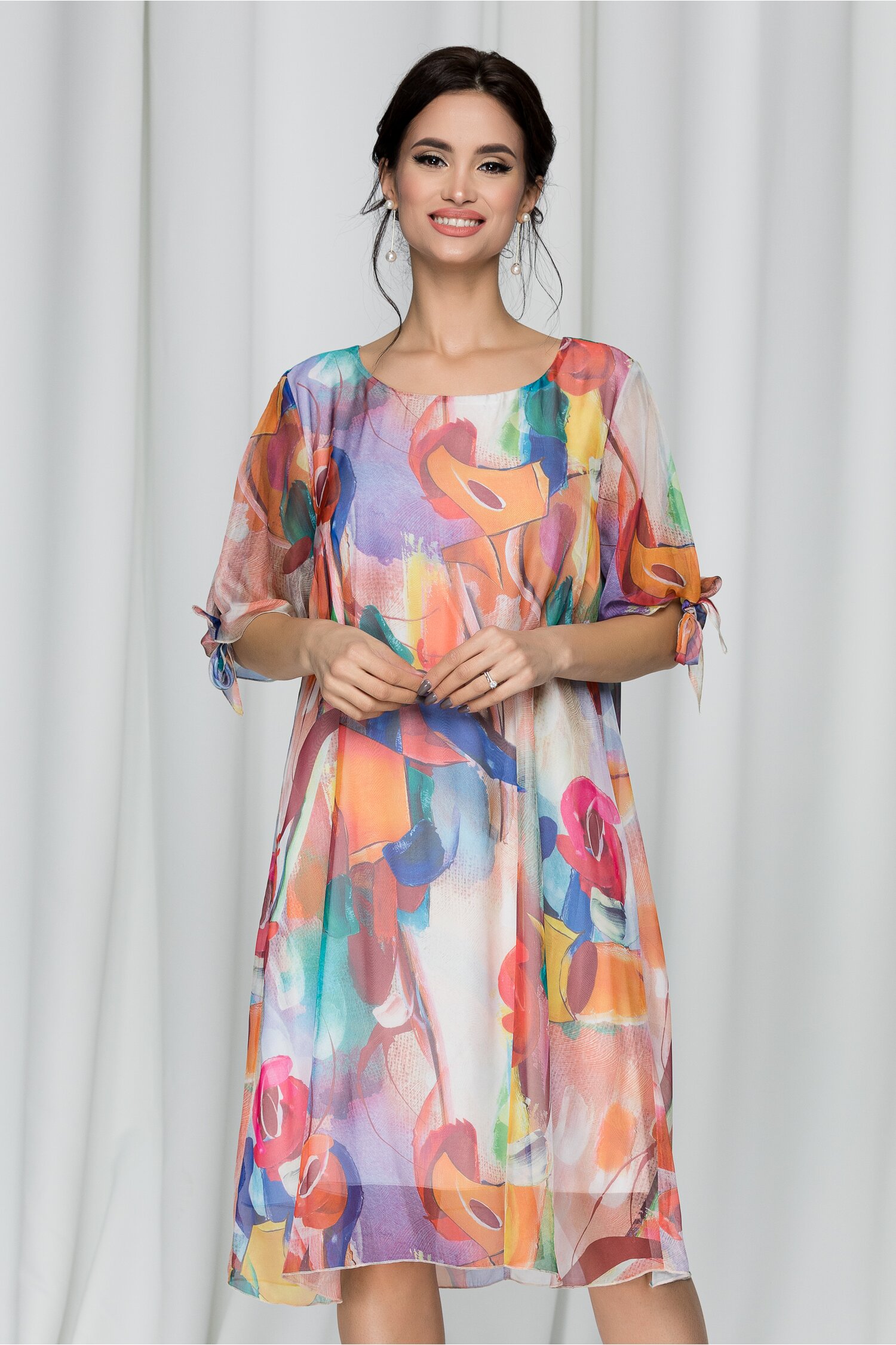 Rochie Eliana cu imprimeu abstract