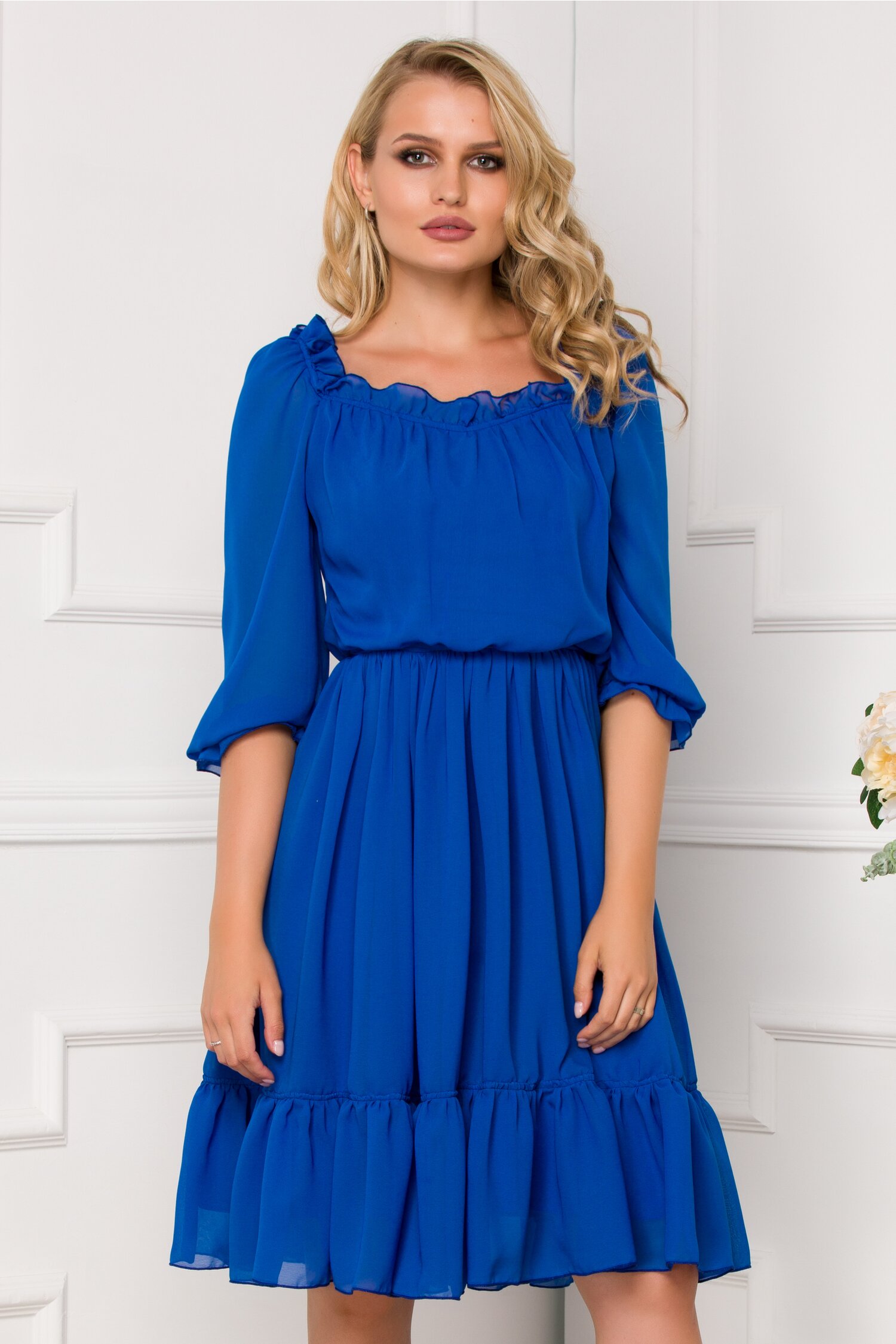 Rochie Ella Collection Mara albastra din voal