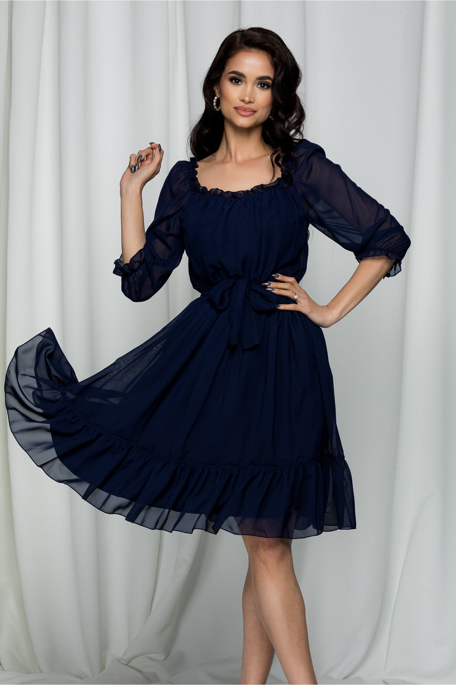 Rochie ella collection mara bleumarin din voal