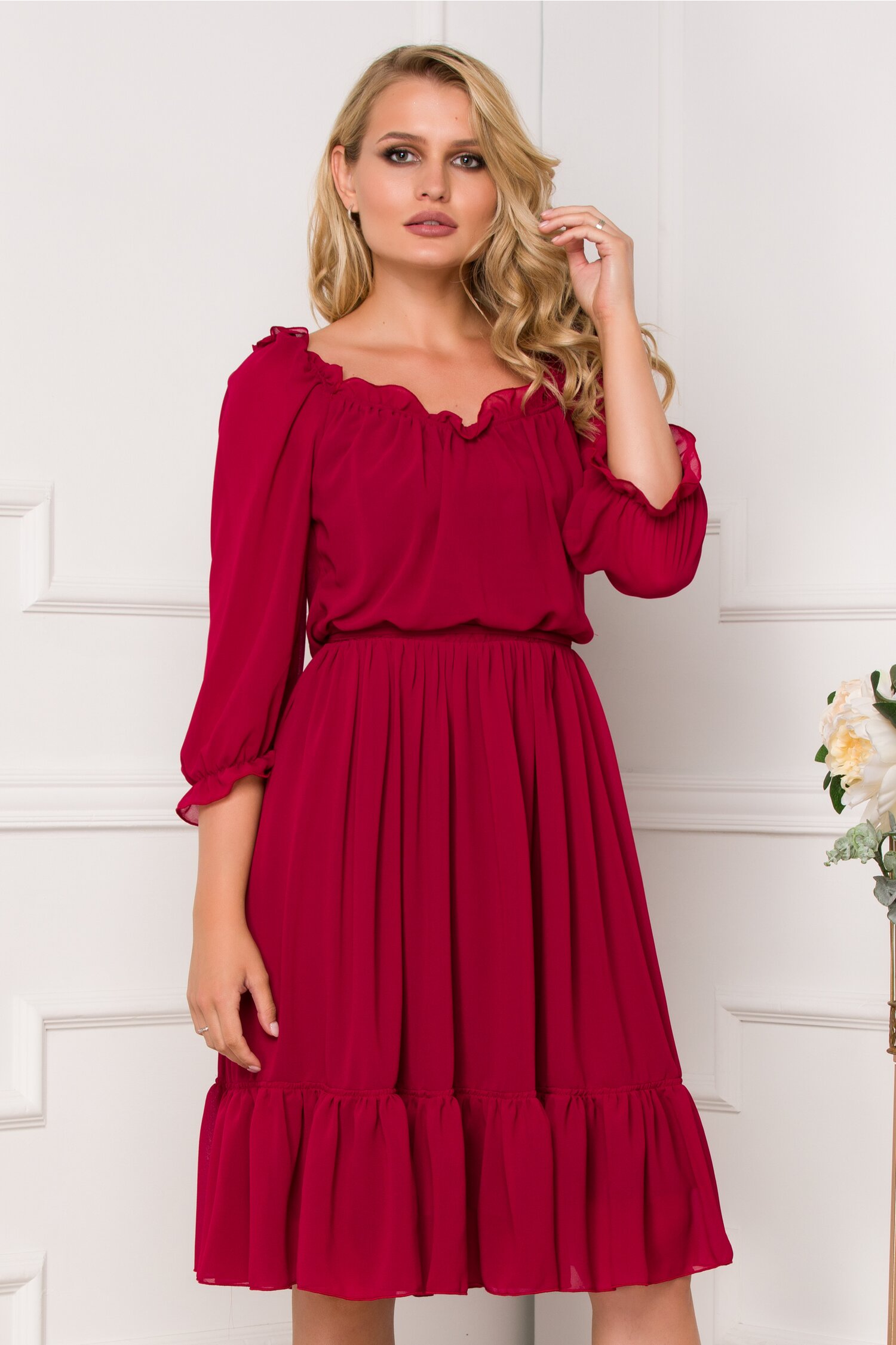 Rochie Ella Collection Mara bordo din voal