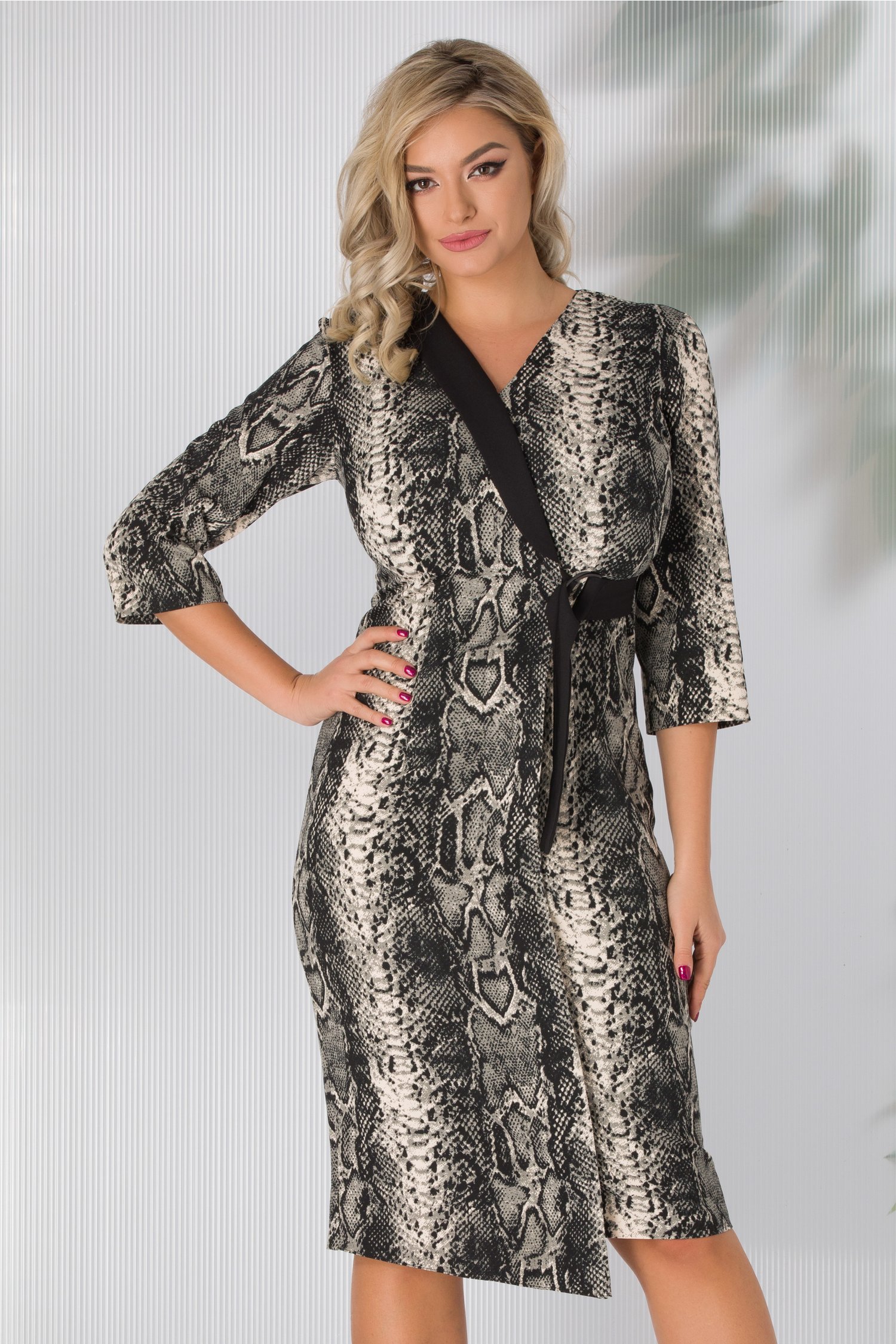Rochie Iulia snake print gri