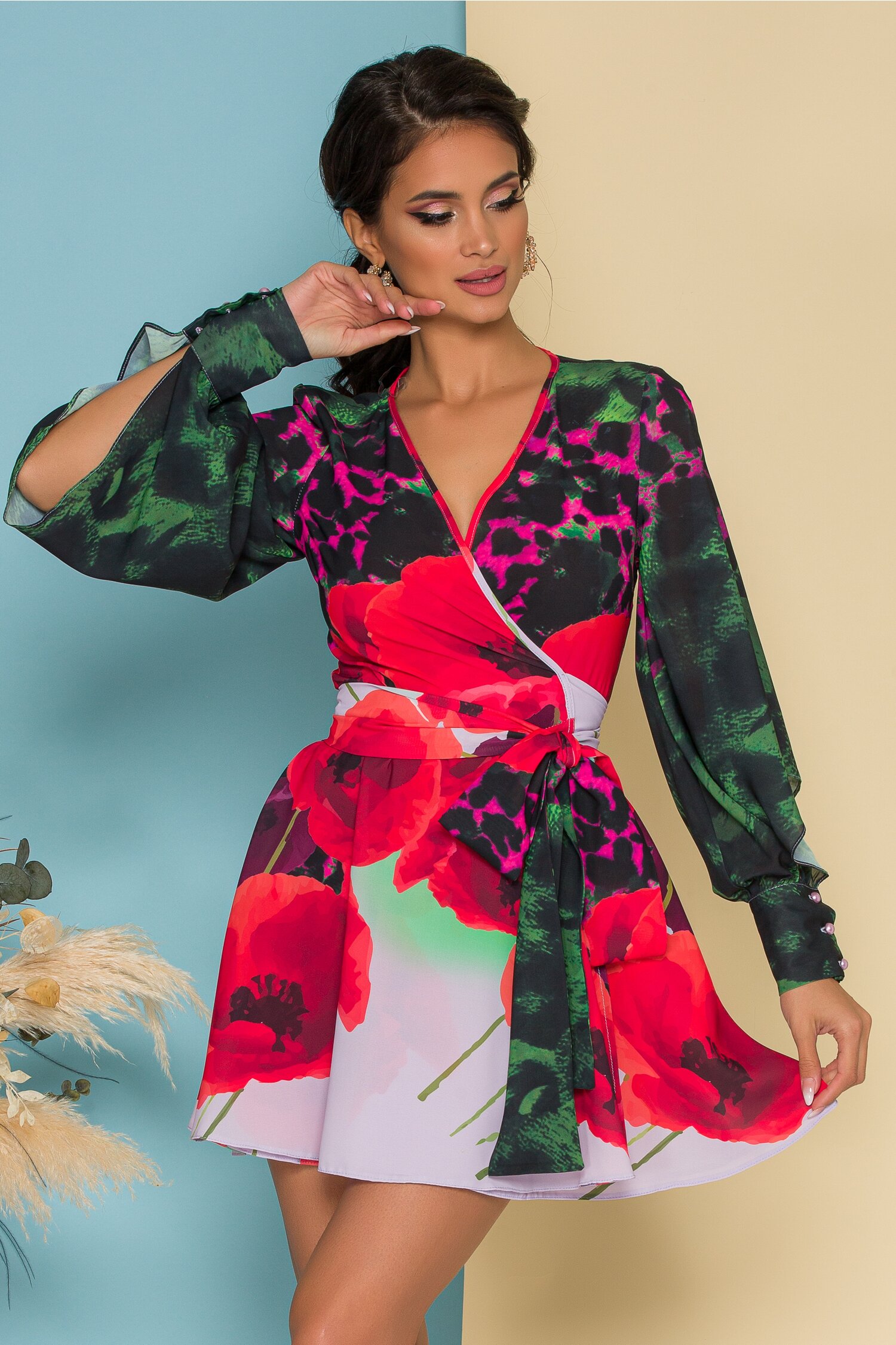 Rochie LaDonna by Catalin botezatu scurta cu imprimeu floral maxi