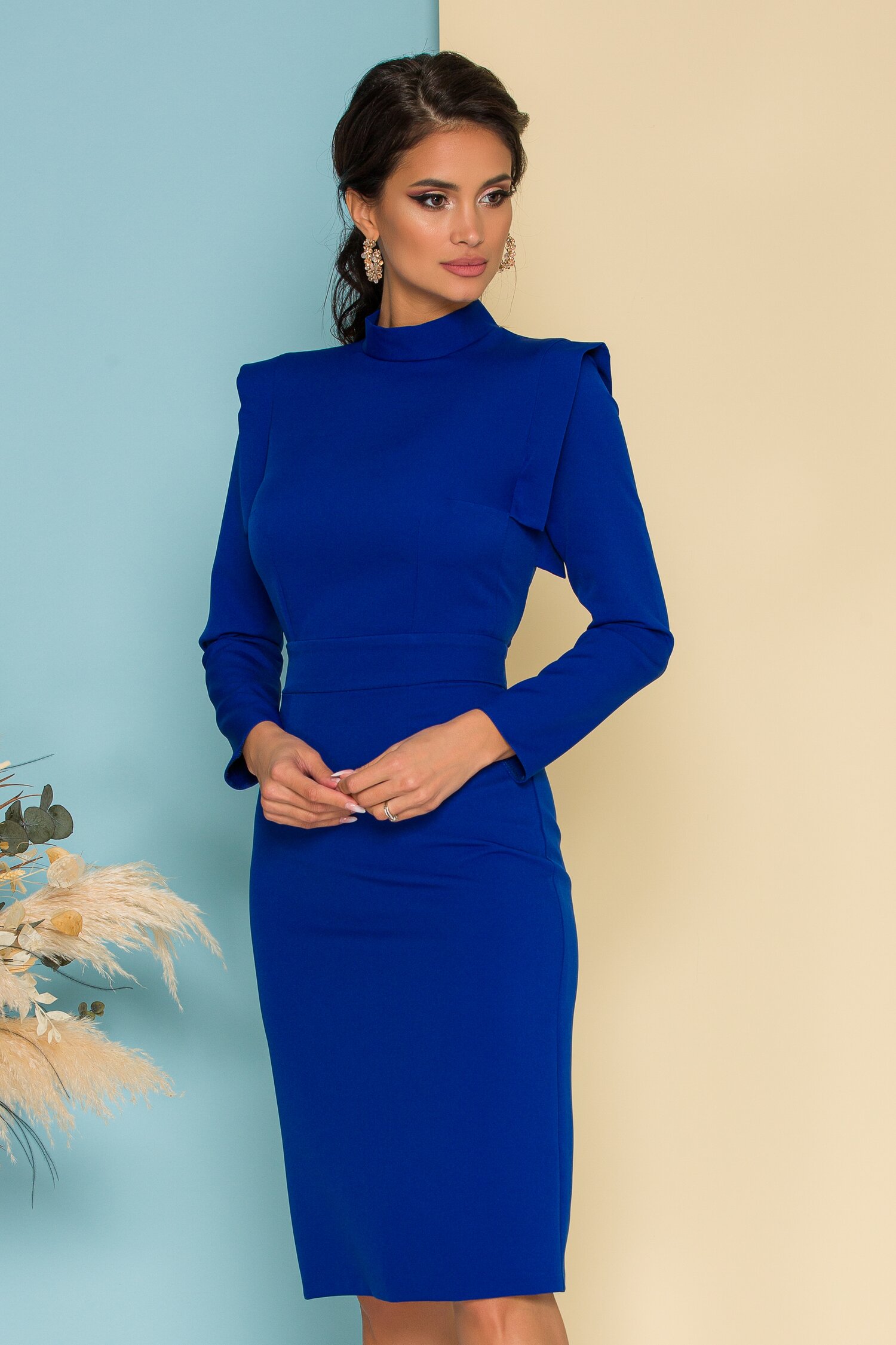 Rochie Moze office conica albastru royal