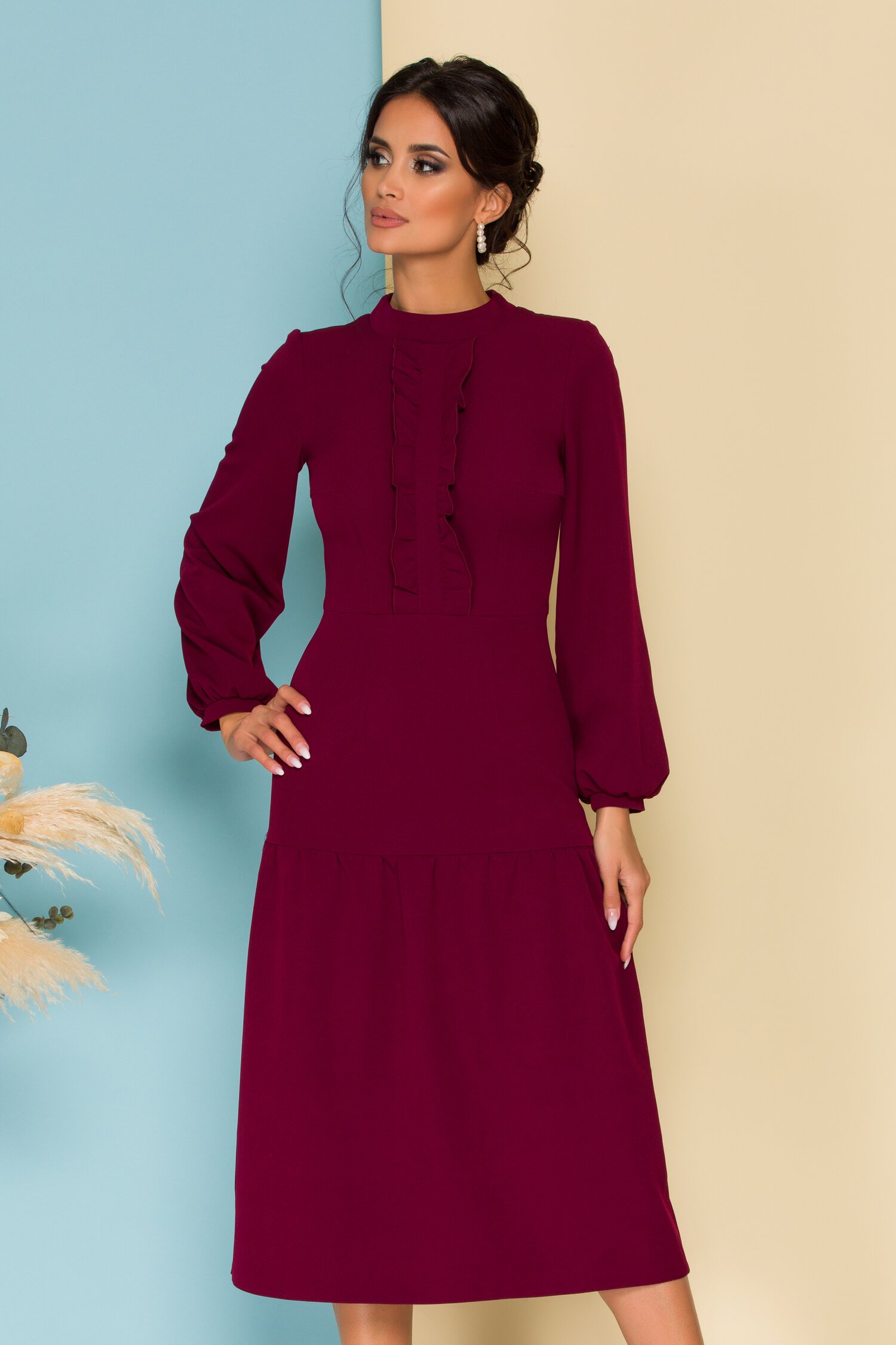 Rochie Moze visinie cu volanas la bust