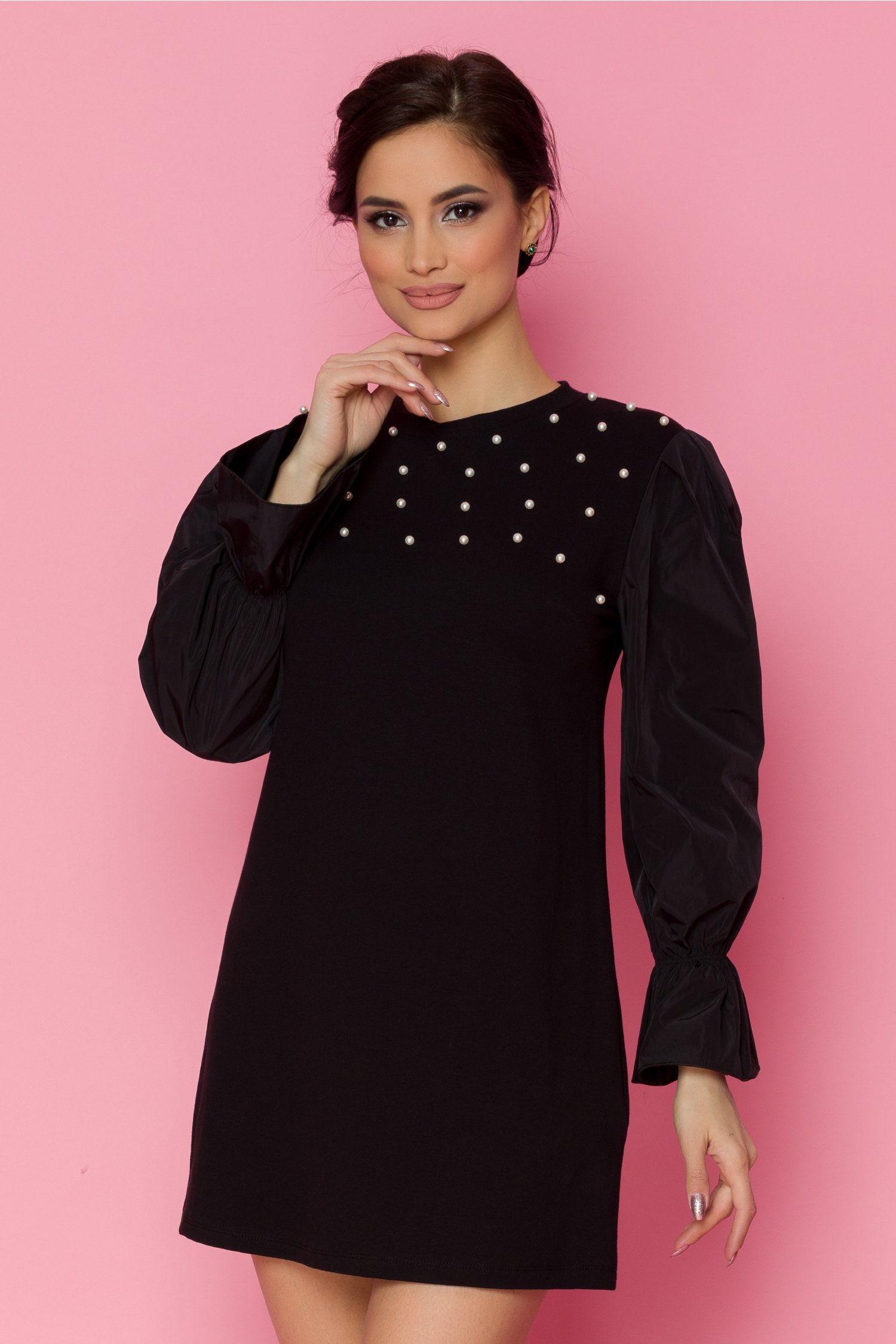 Rochie pamy neagra cu perlute