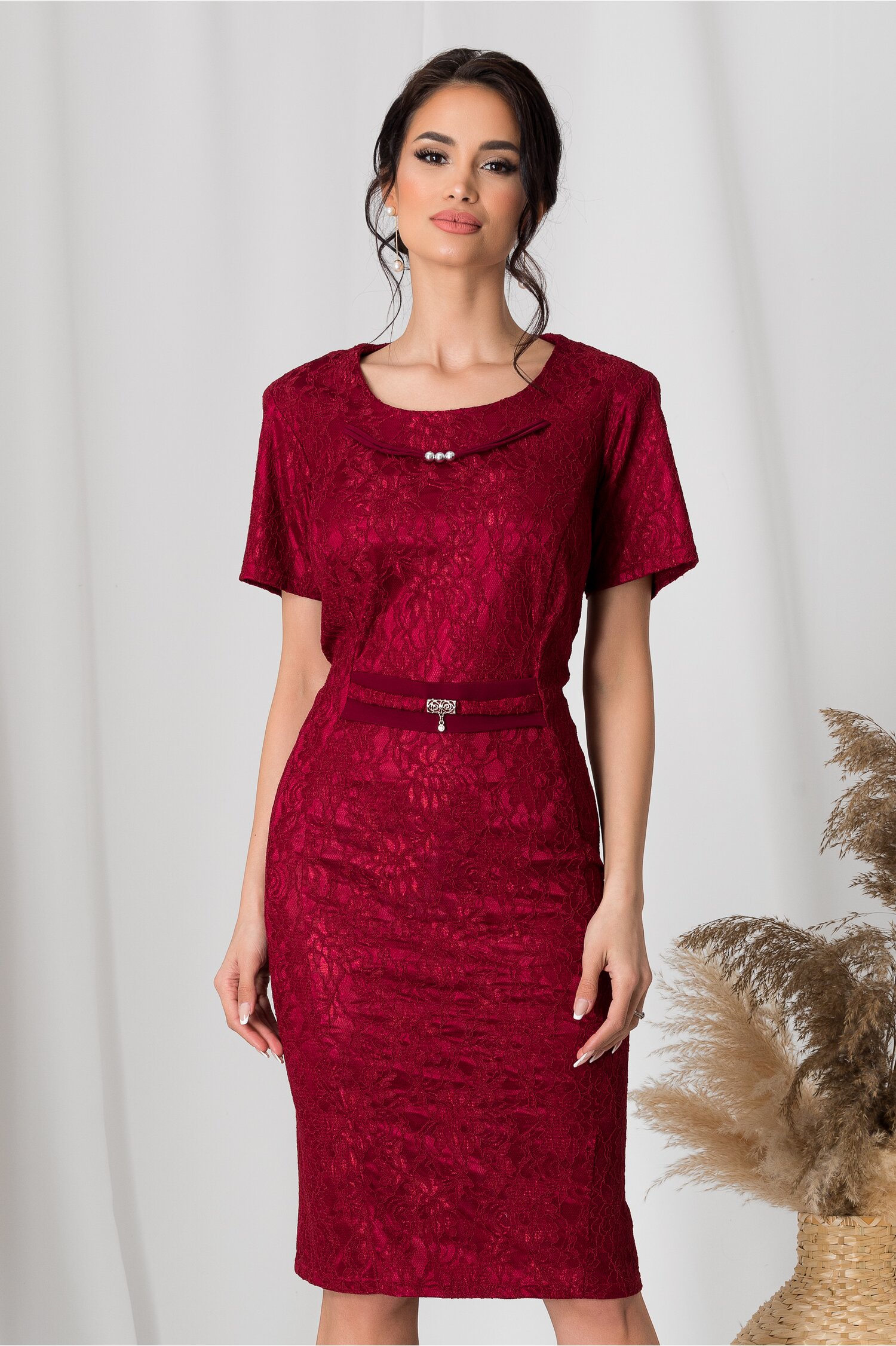 Rochie petronela bordo din dantela