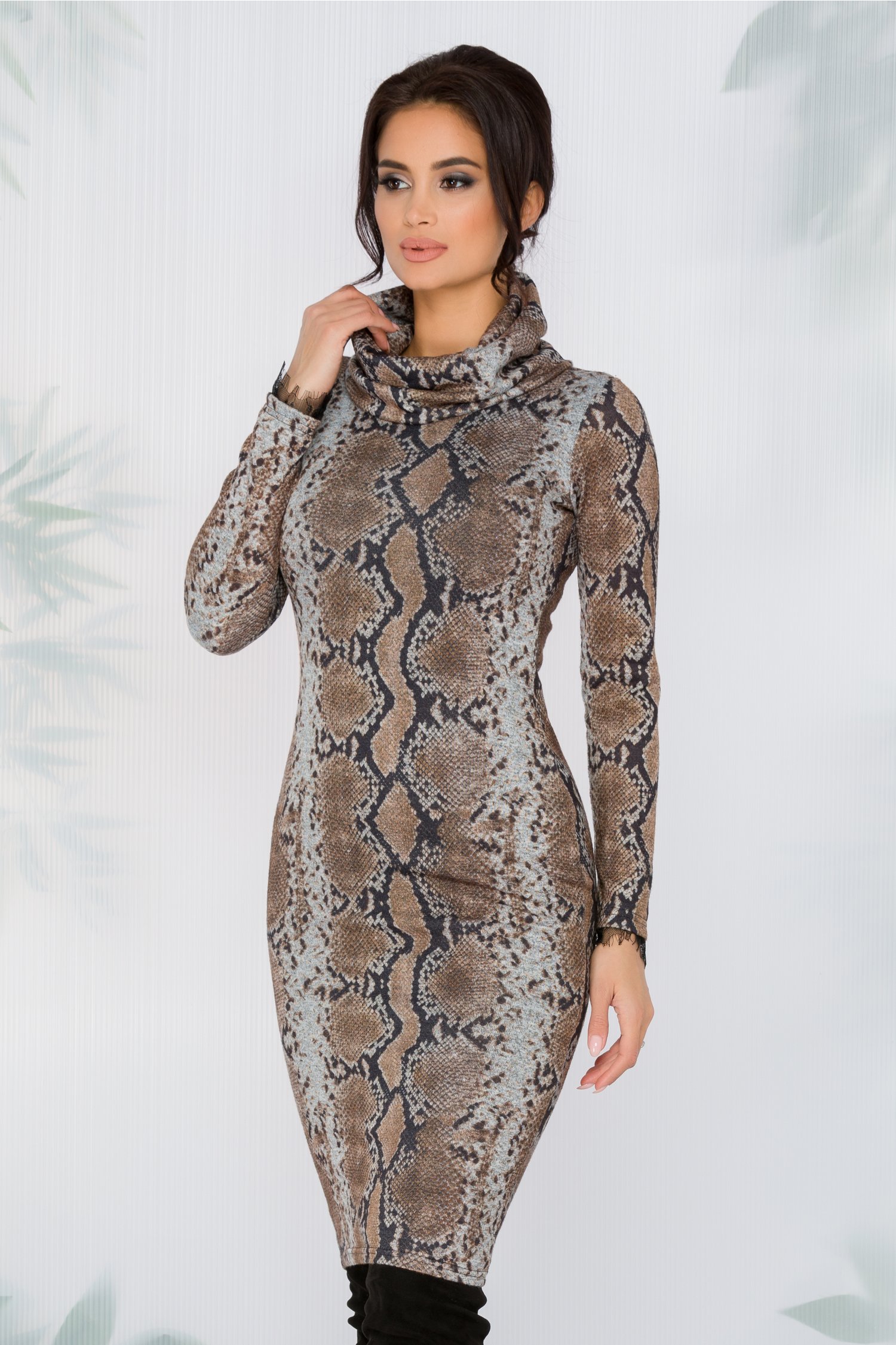 Rochie sara cu imprimeu tip piele de sarpe