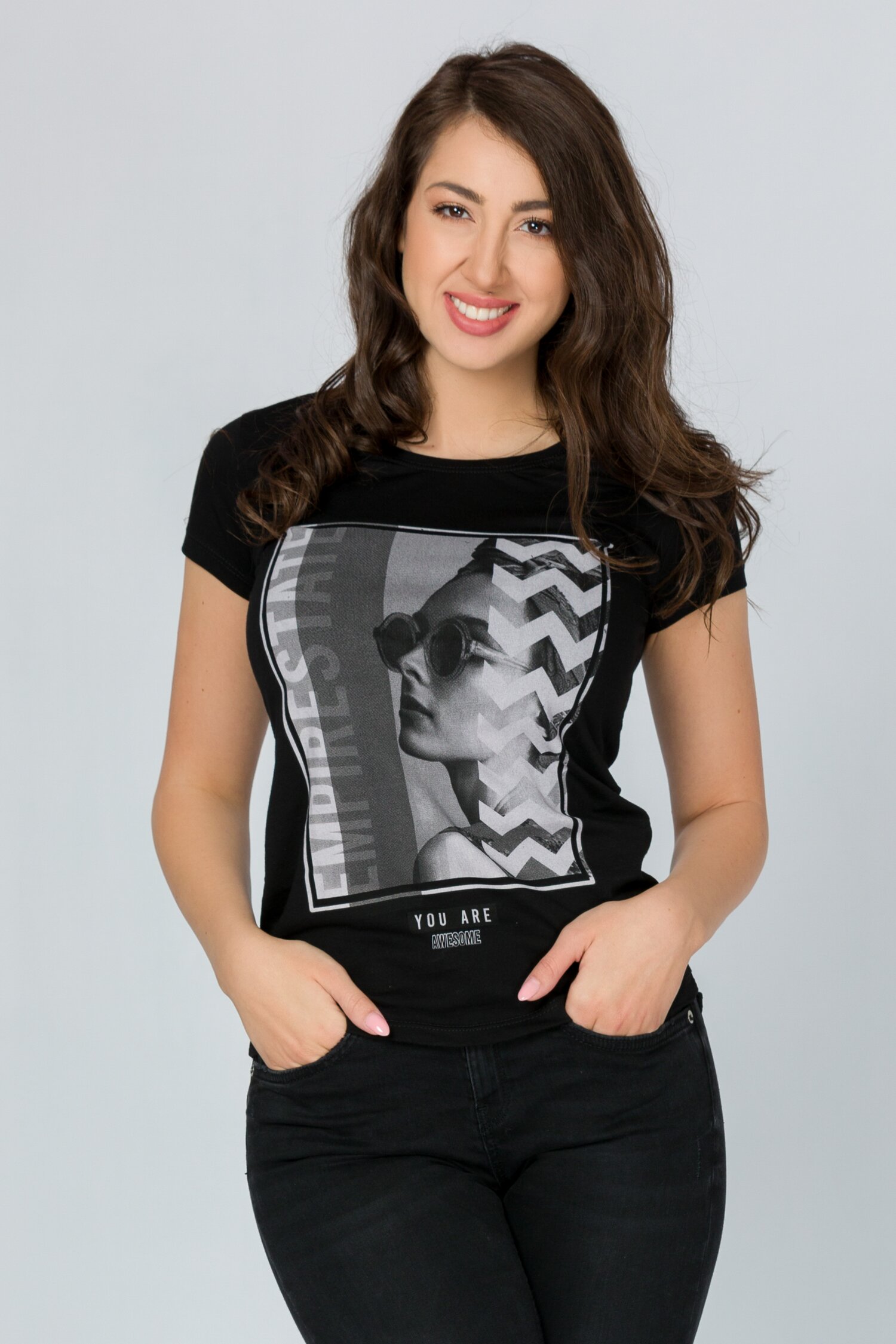 Tricou Empire negru cu imprimeu