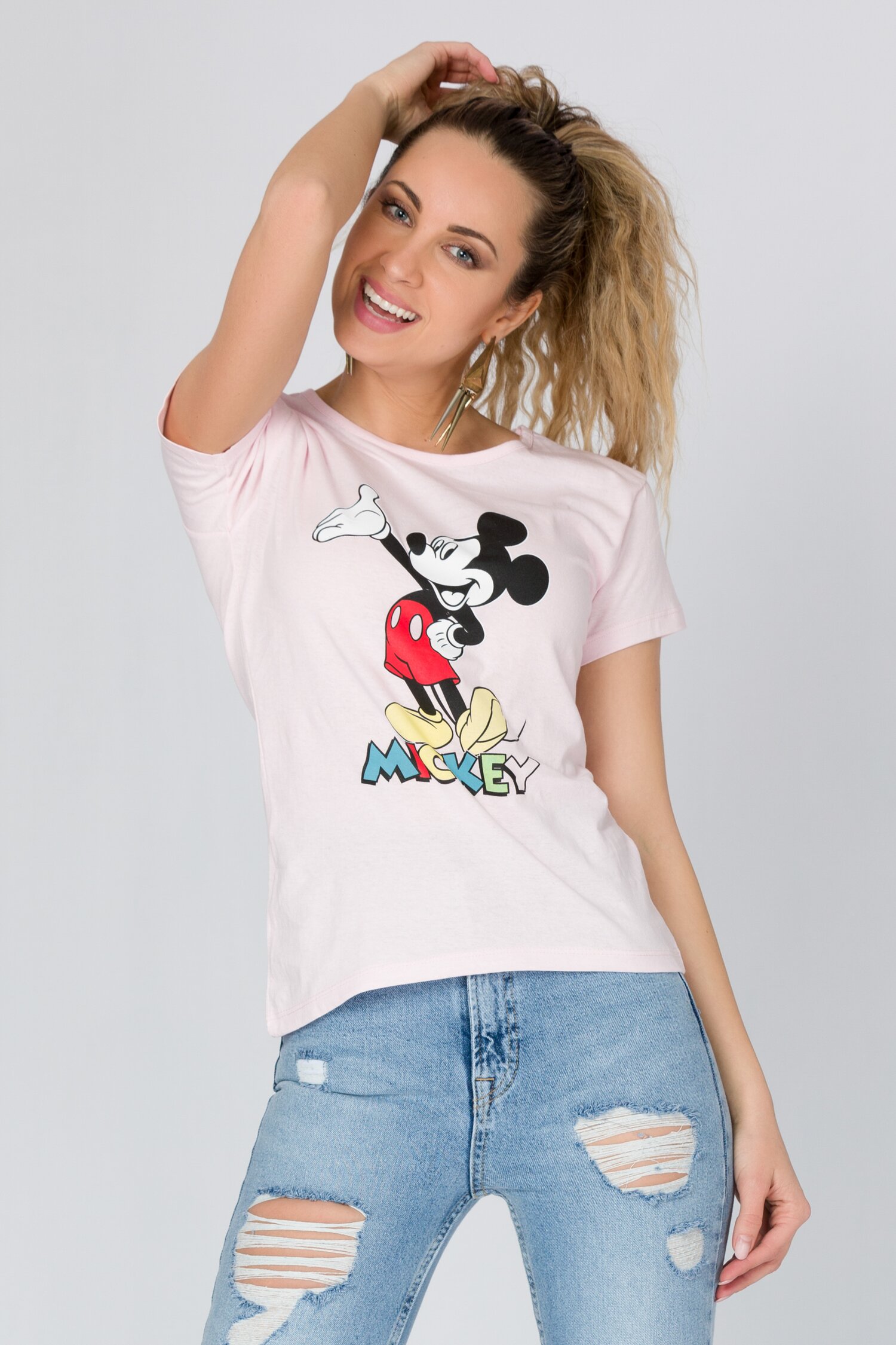 Tricou roz cu Mickey Mouse
