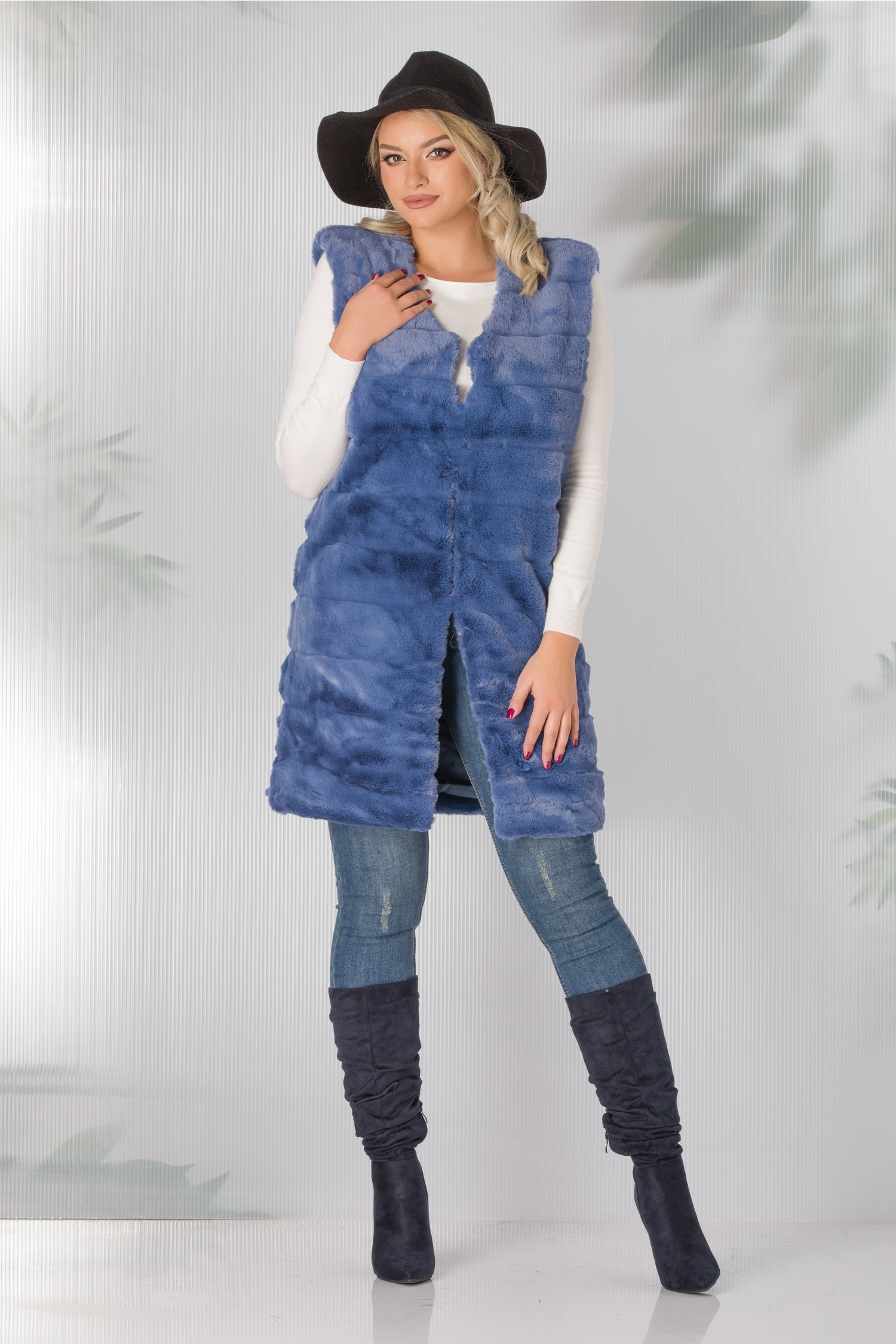 Vesta selena din blanita artificiala indigo