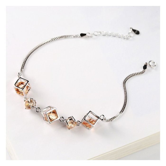 Bratara din argint trio cube crystals orange