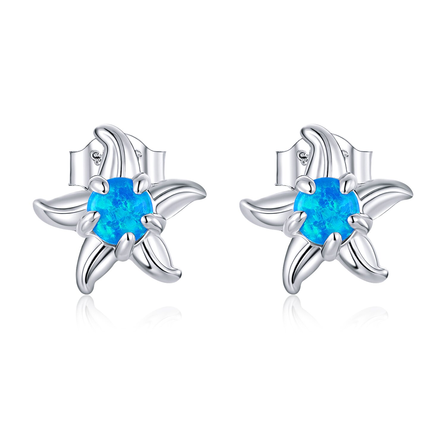 Cercei din argint amazing blue starfish