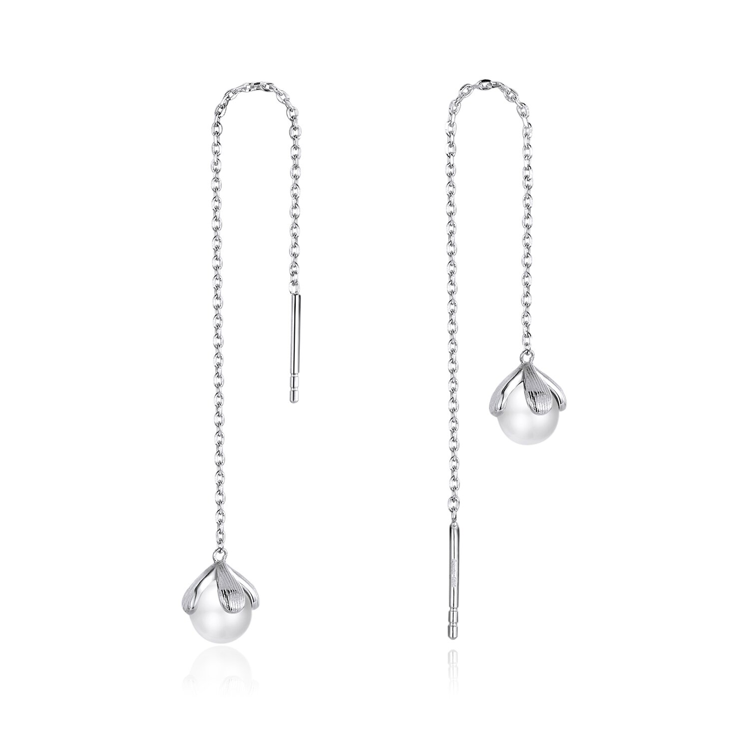 Cercei din argint chain pearl drop