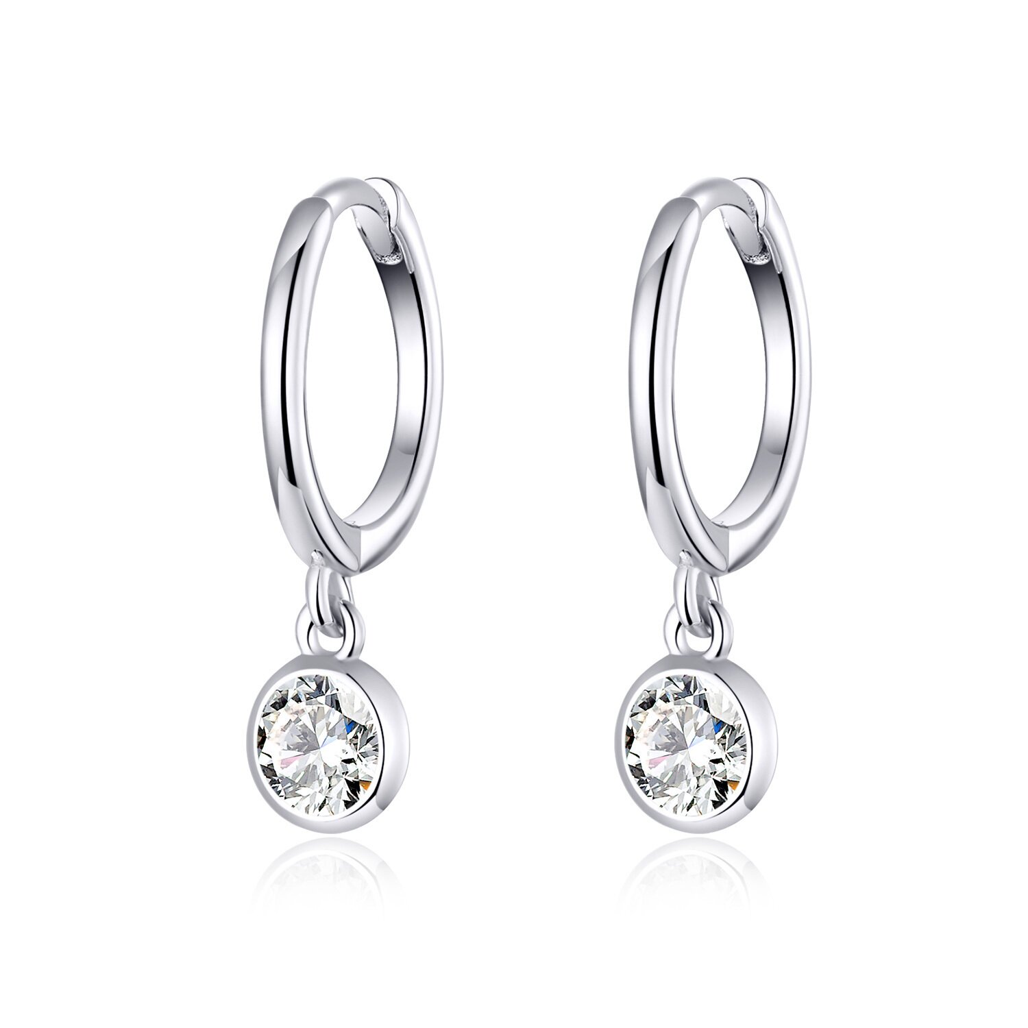 Cercei din argint crystal pendant hoops
