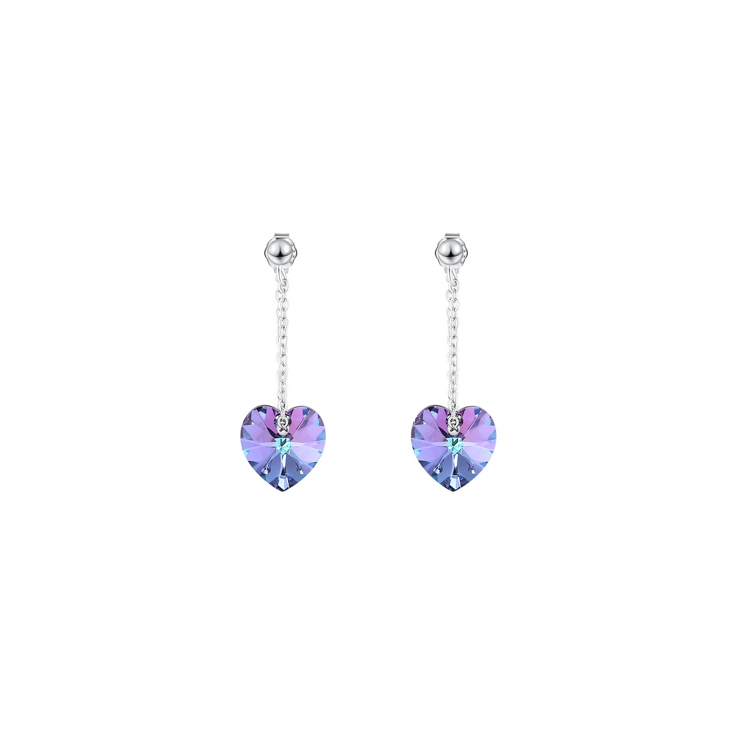 Cercei din argint cu cristale swarovski vitrail light crystal hearts