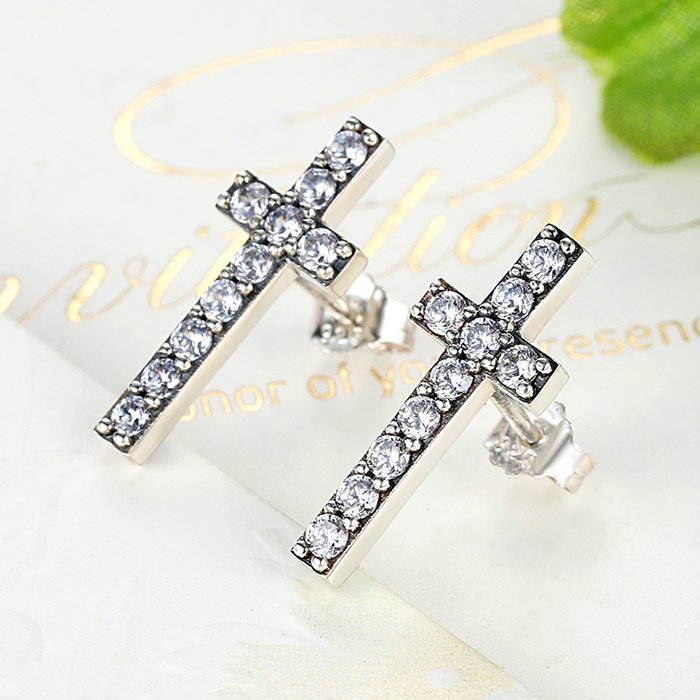 Cercei din argint fashion cross studs