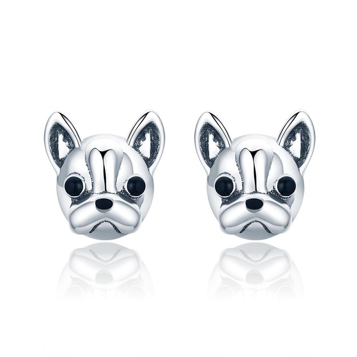 Cercei din argint french bulldog