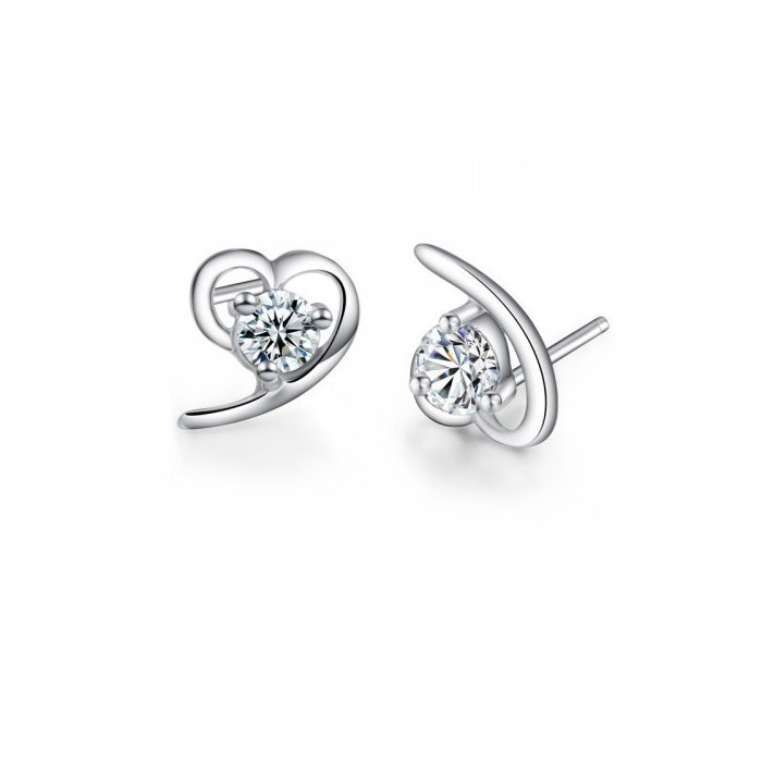 Cercei din argint funny heart clear