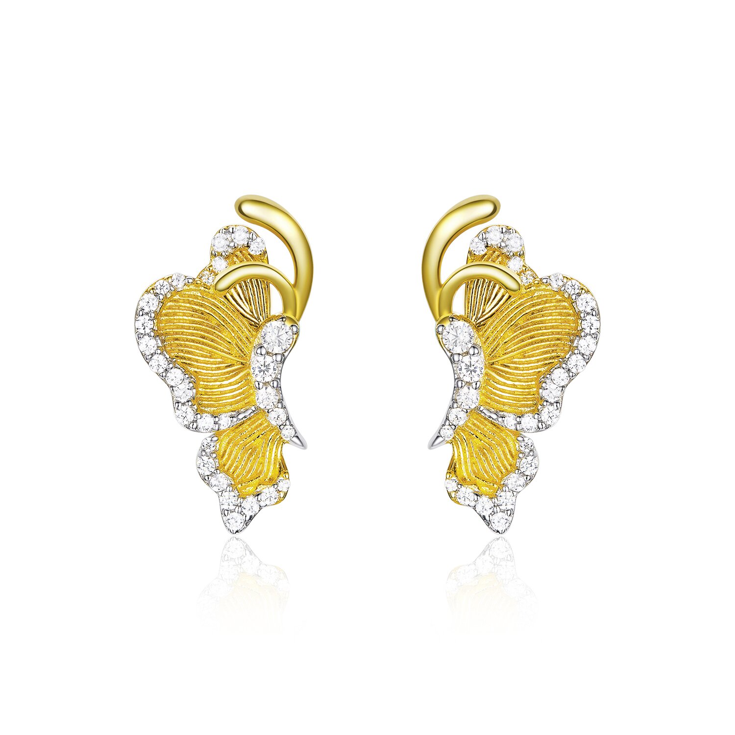 Cercei din argint glamour golden butterfly