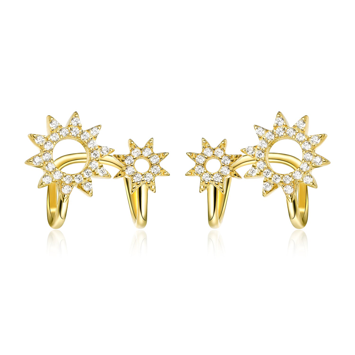 Cercei din argint gold sun shape