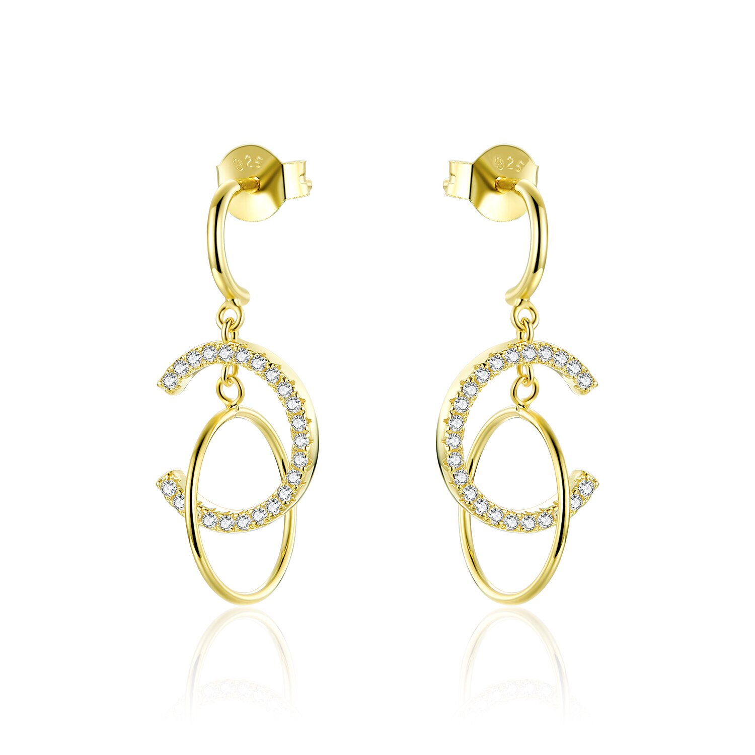Cercei din argint golden intersected circles