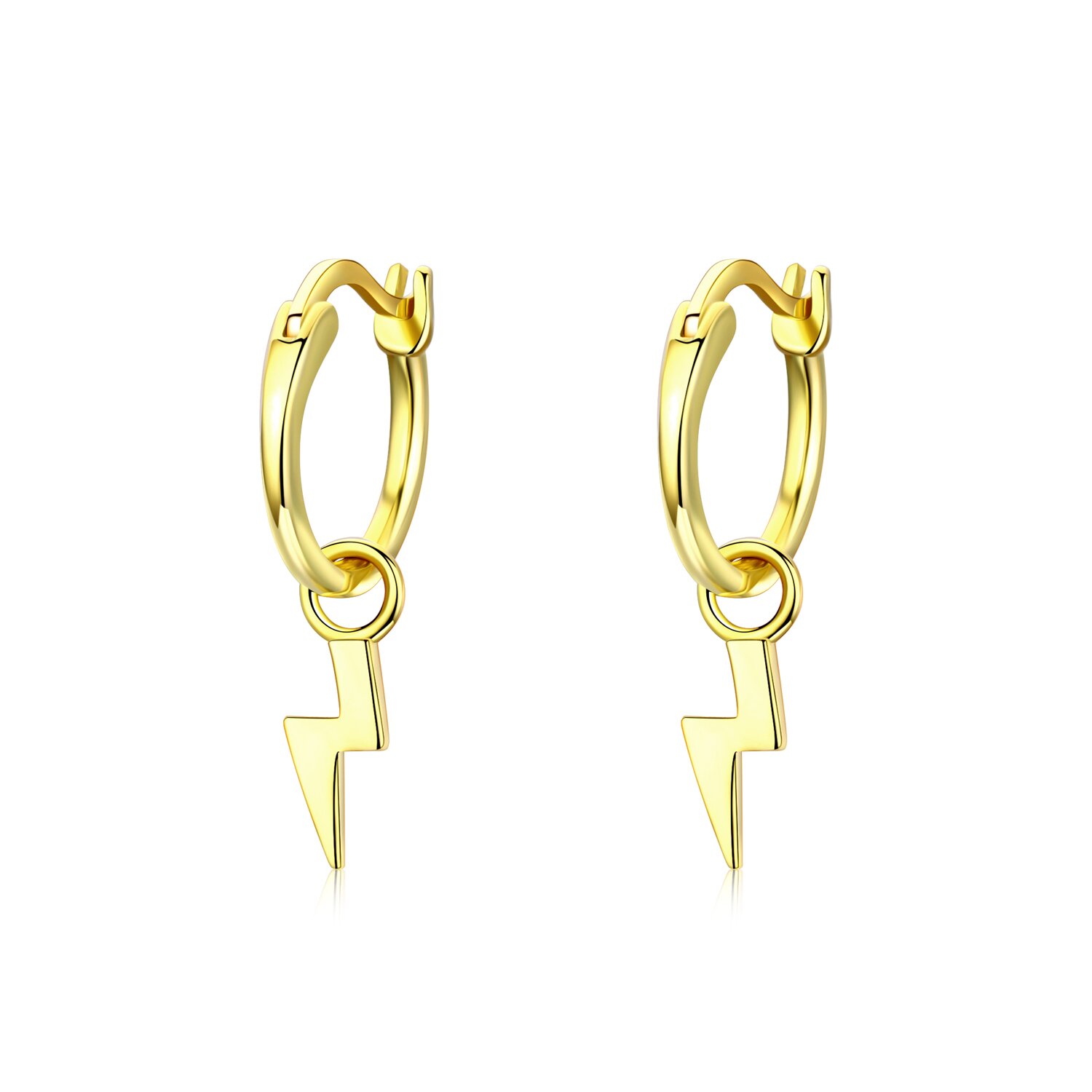 Cercei din argint golden lightning hoops