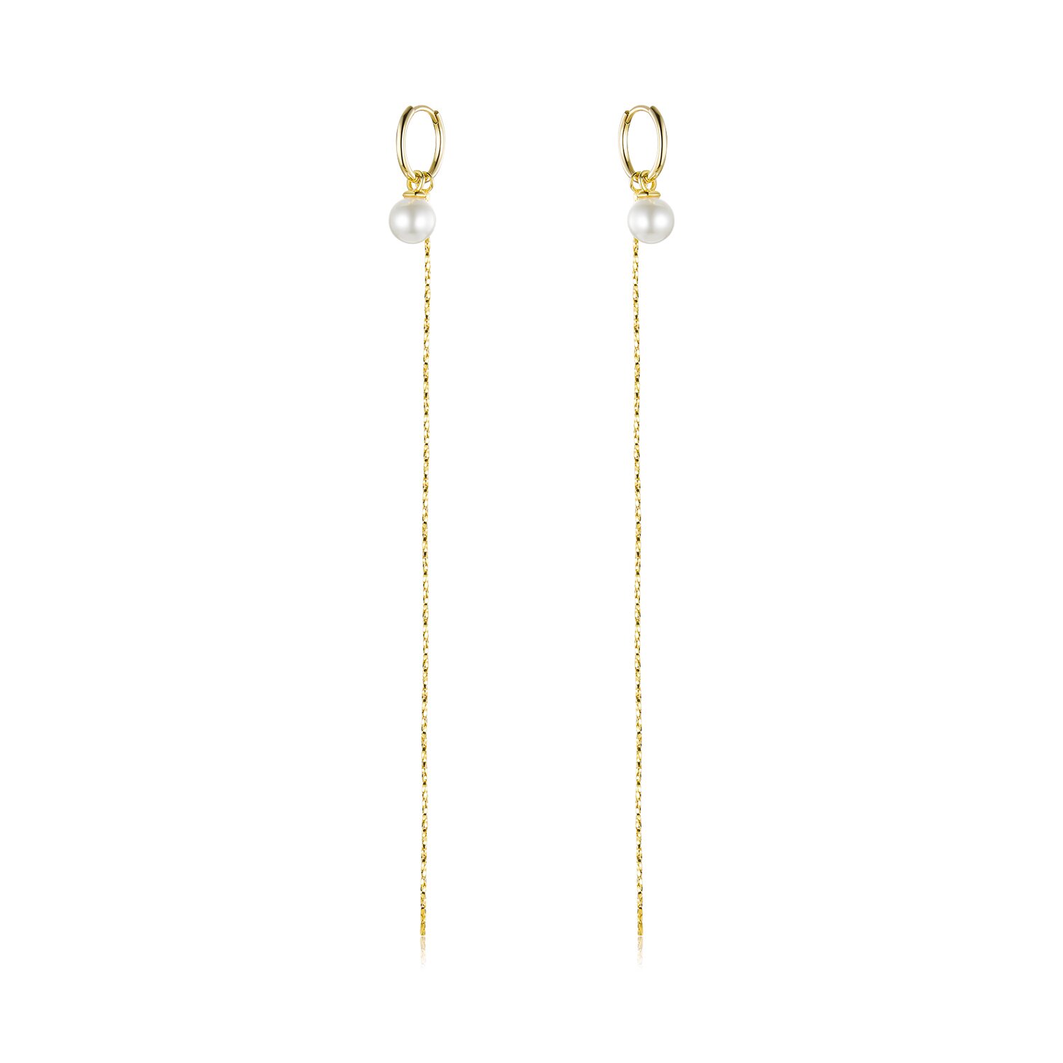 Cercei din argint golden long rope & pearls