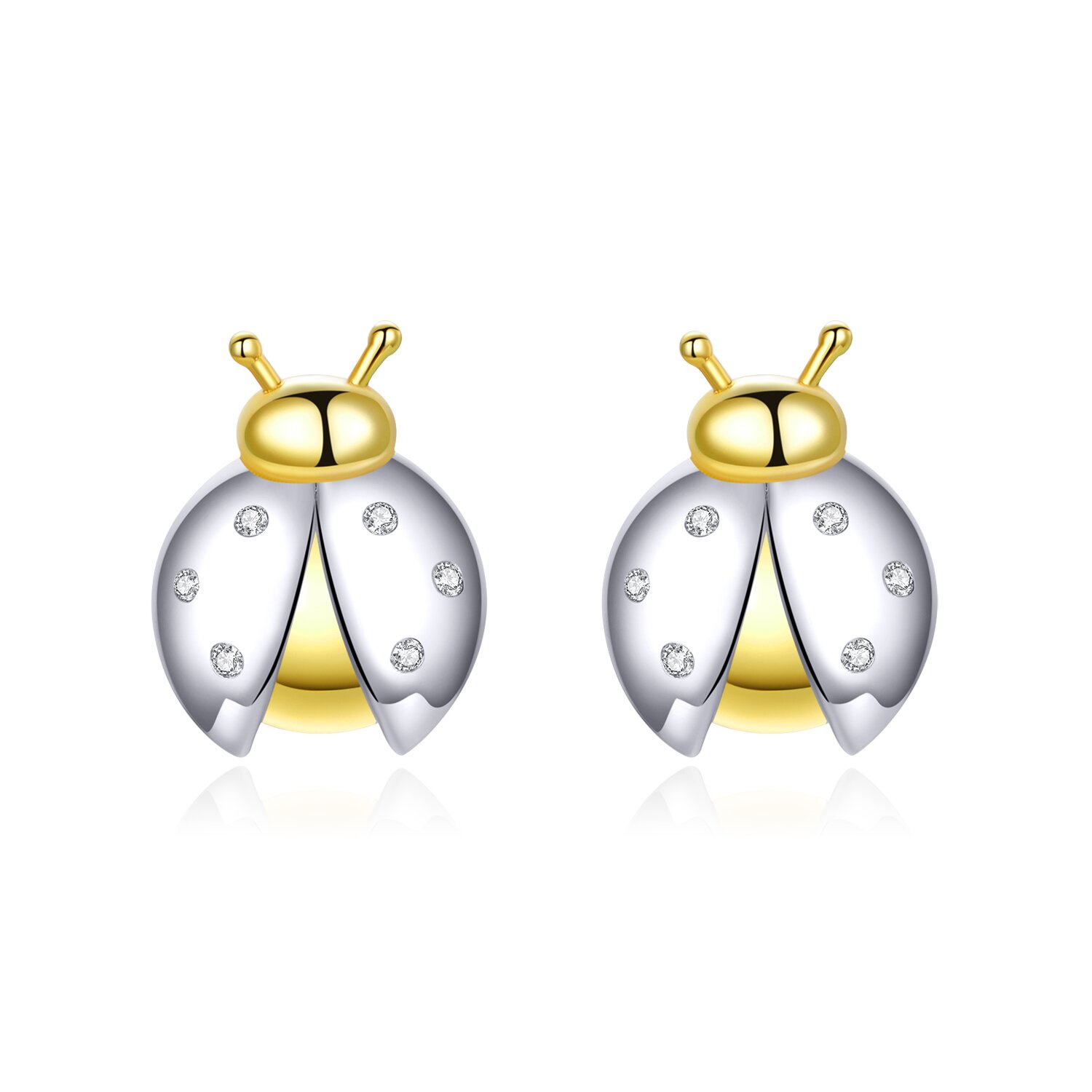 Cercei din argint golden silver ladybug