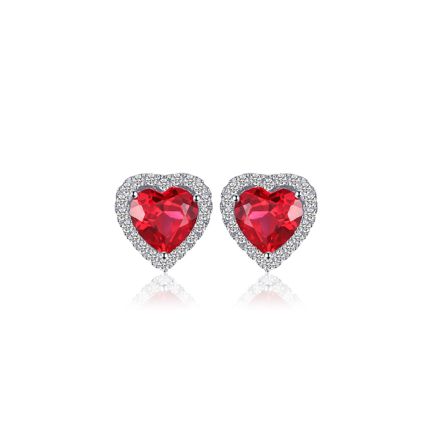 Cercei din argint heart of the ocean ruby