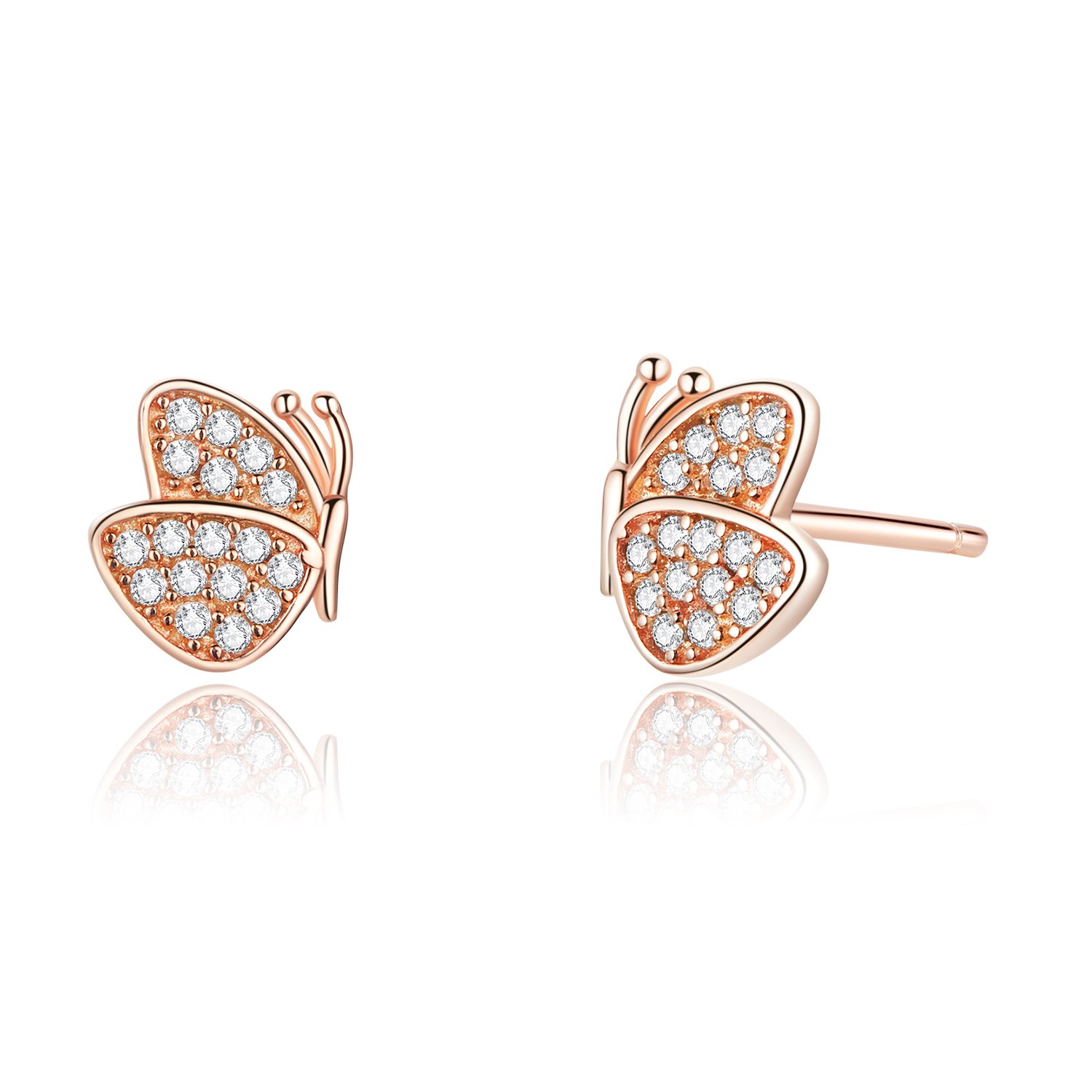 Cercei din argint little butterflies rose gold