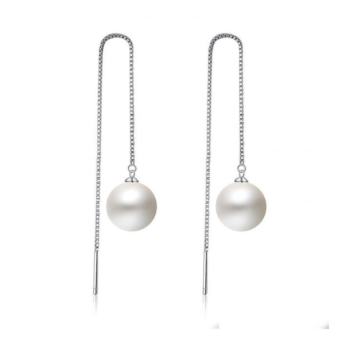 Cercei din argint Long Chic Pearls