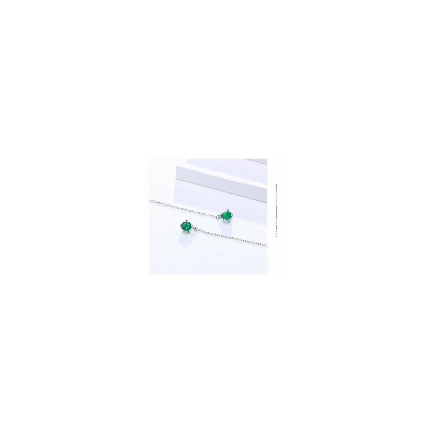Cercei din argint long green dots