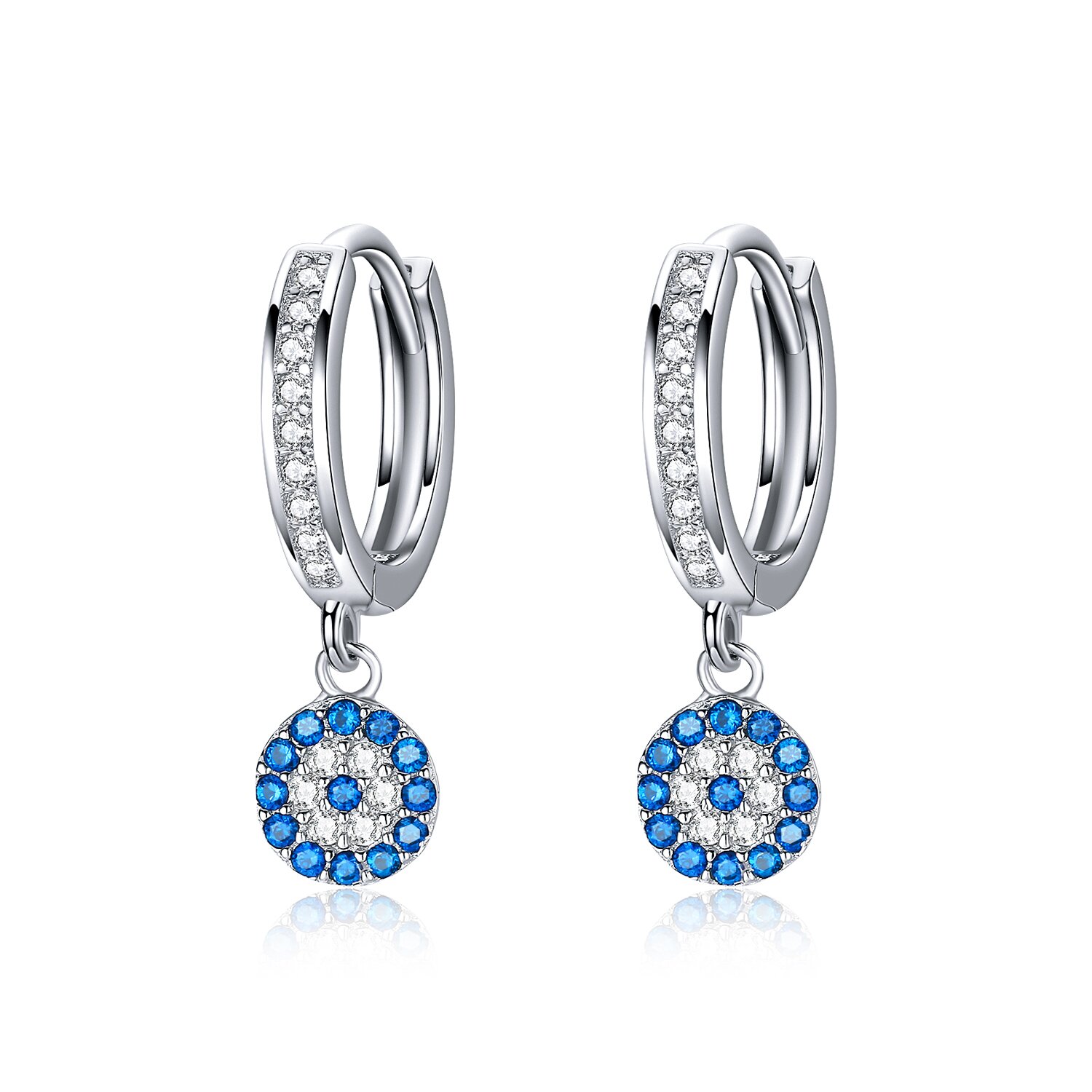 Cercei din argint lucky blue eye hoops