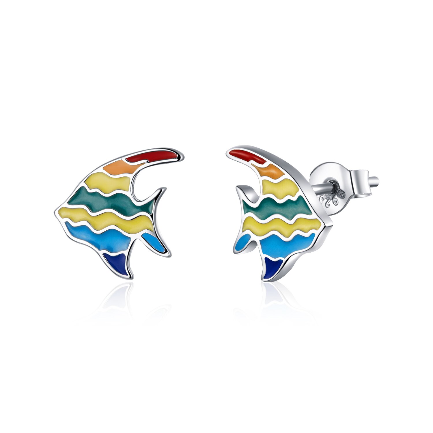Cercei din argint multicolor fish