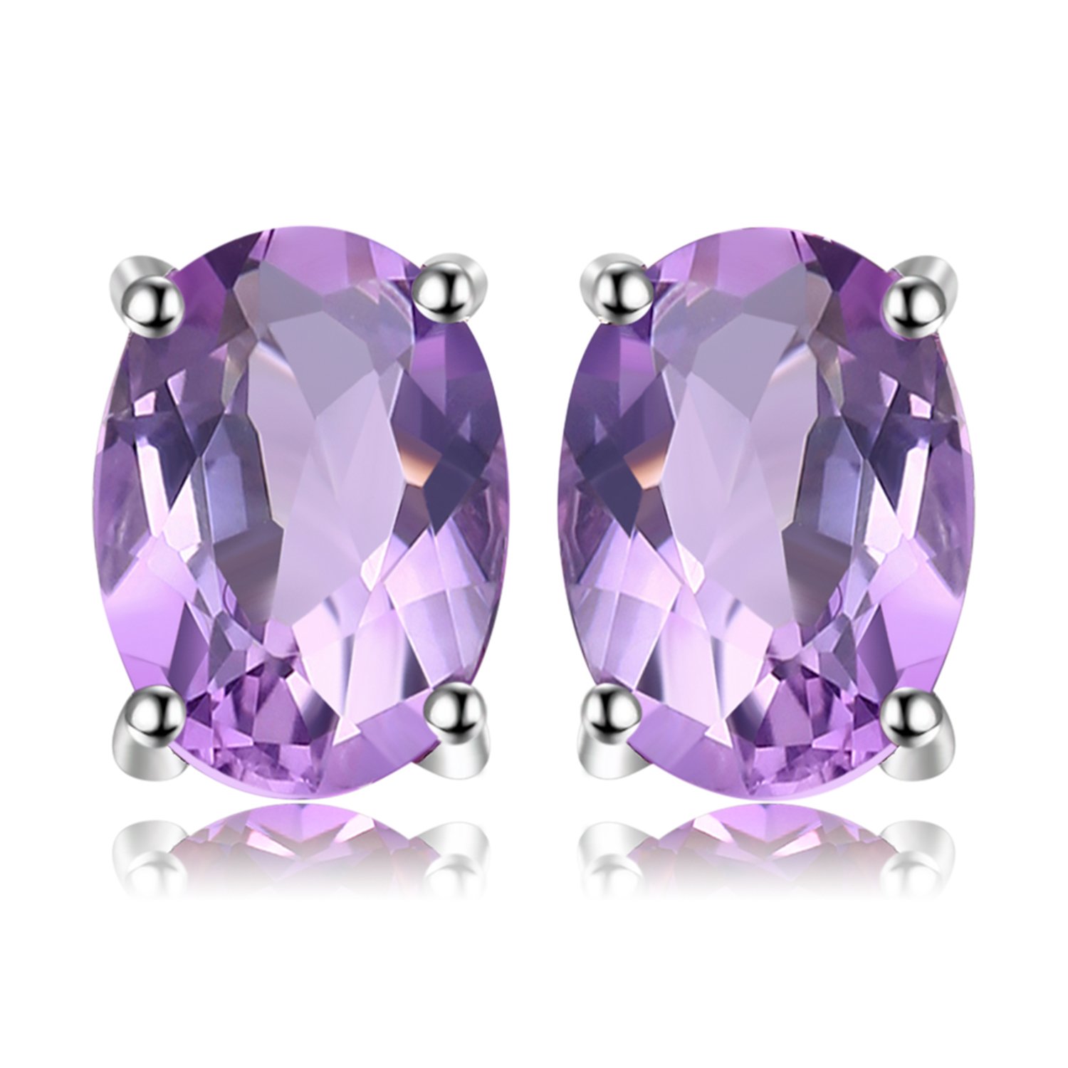 Cercei din argint oval amethyst