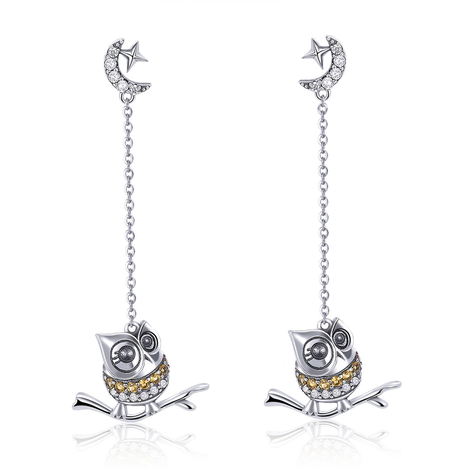 Cercei din argint owl chain drop