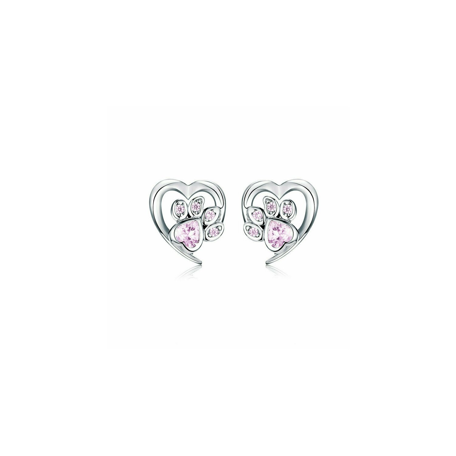 Cercei din argint pink crystal paw