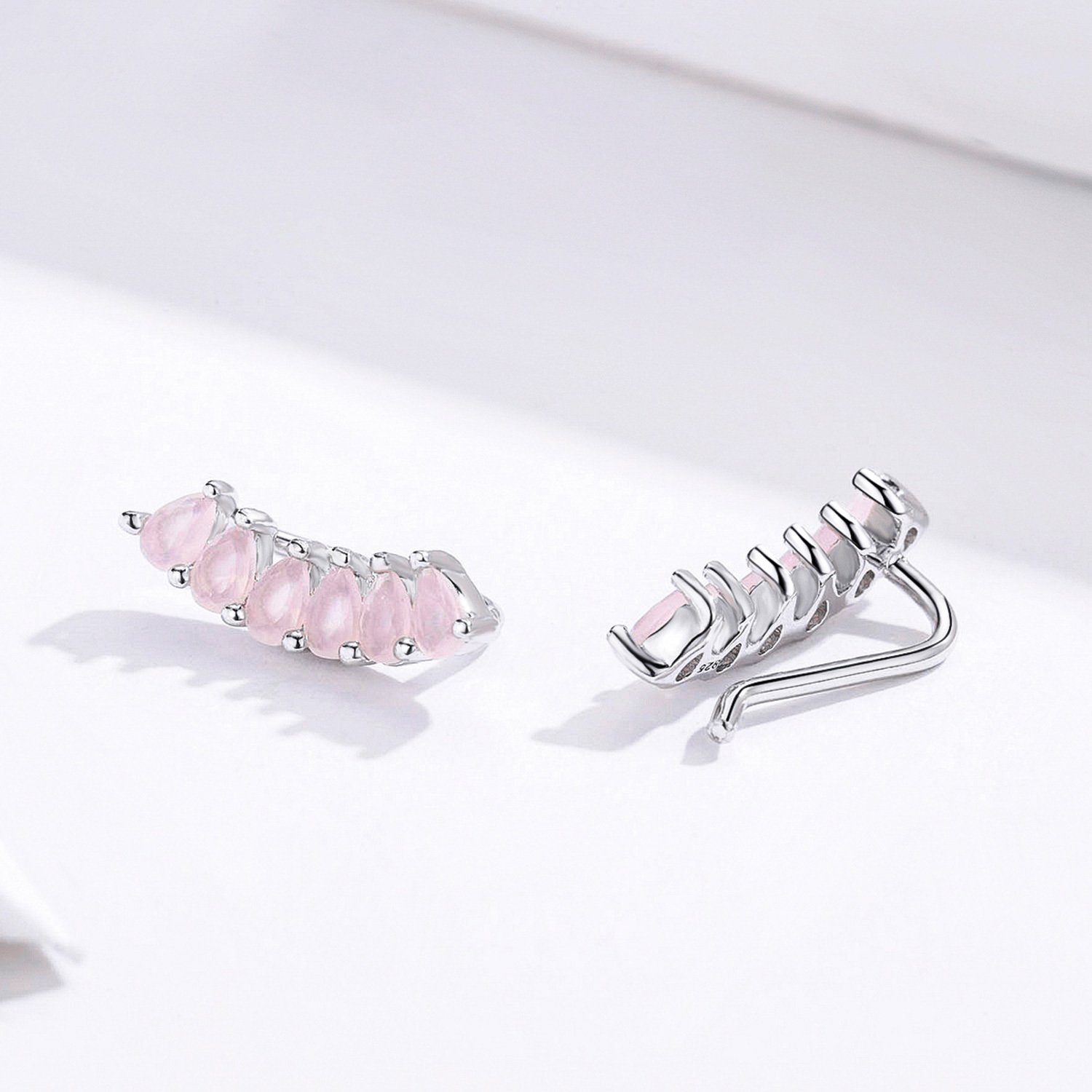 Cercei din argint pink emerald arc studs