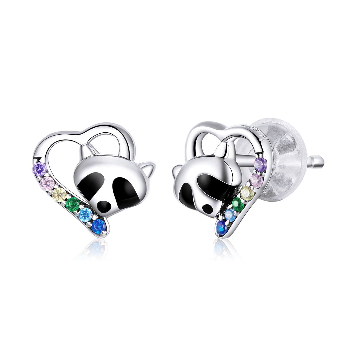 Cercei din argint raccoon studs
